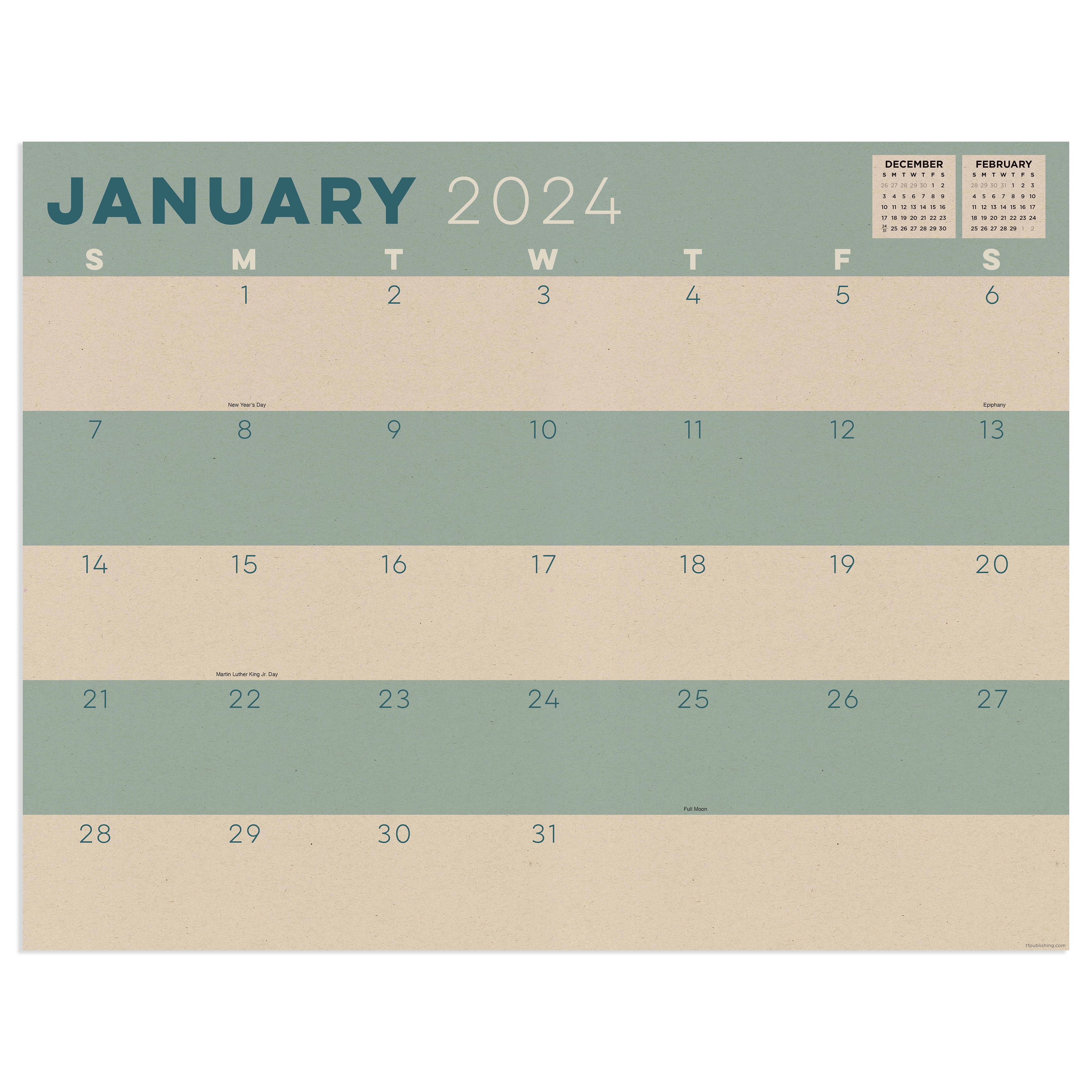 TF Publishing 2024 Kraft Large Desk Pad Monthly Blotter Calendar