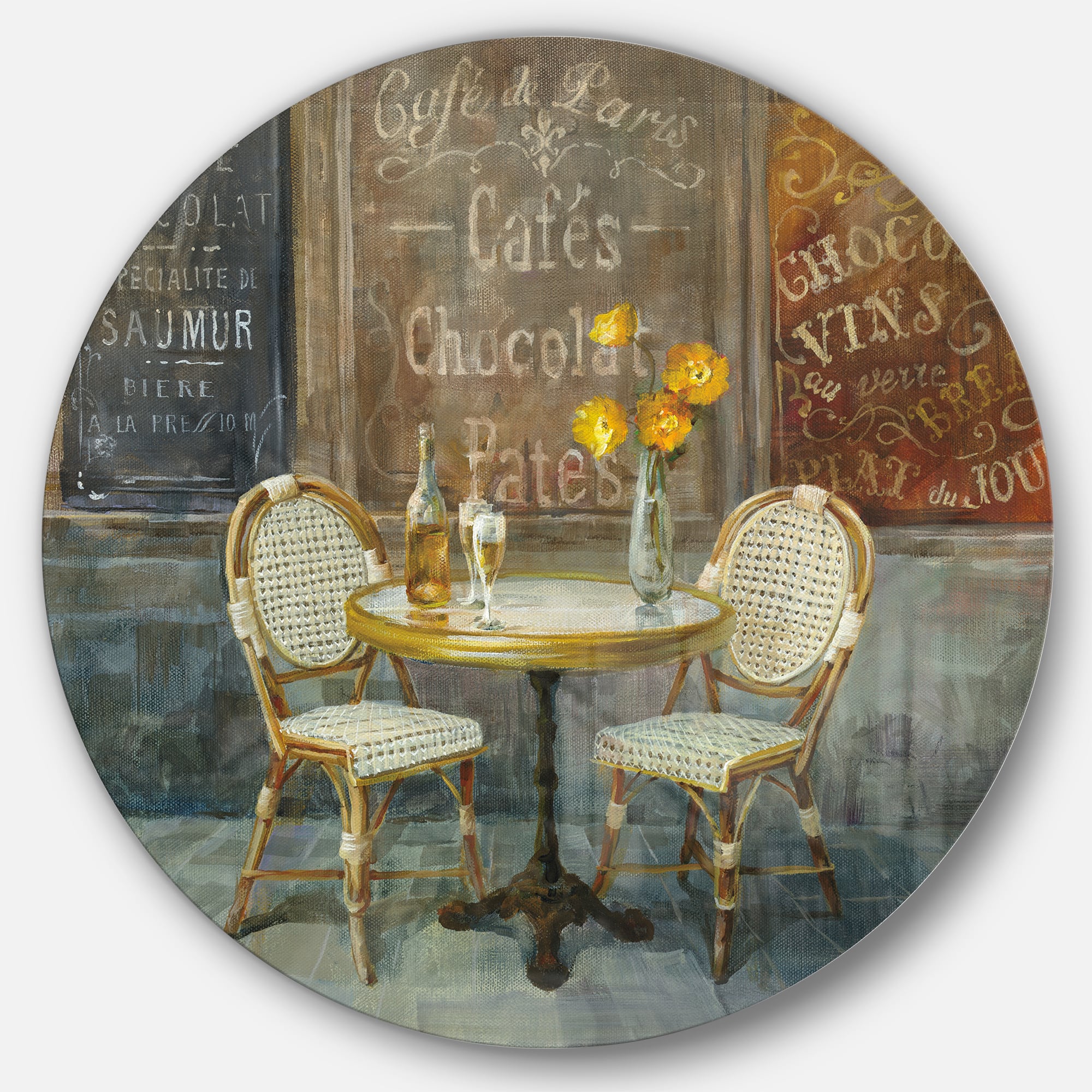 Designart - French Cafe - French Country Metal Circle Wall Art