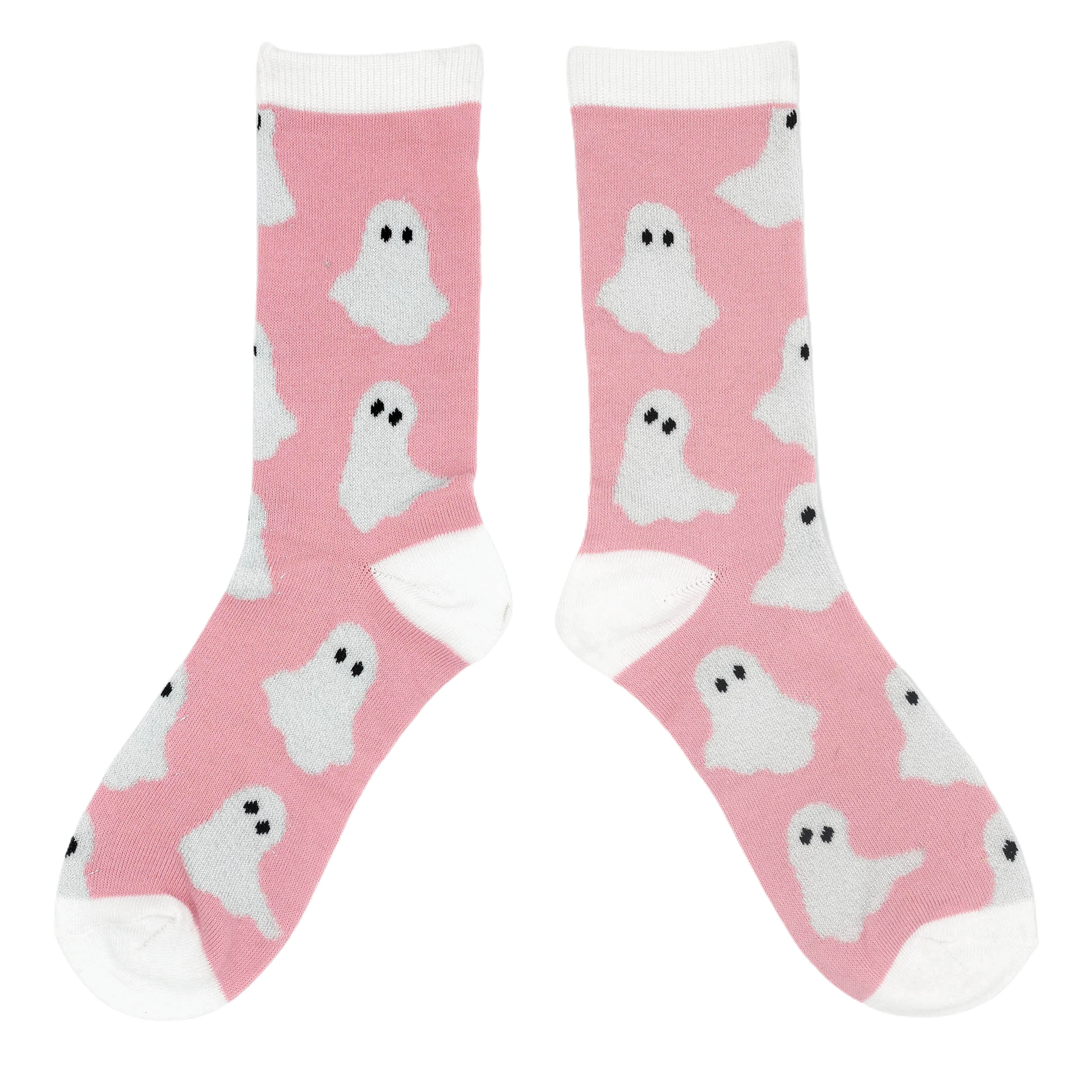 Pink &#x26; White Ghost Adult Crew Socks by Celebrate It&#x2122;