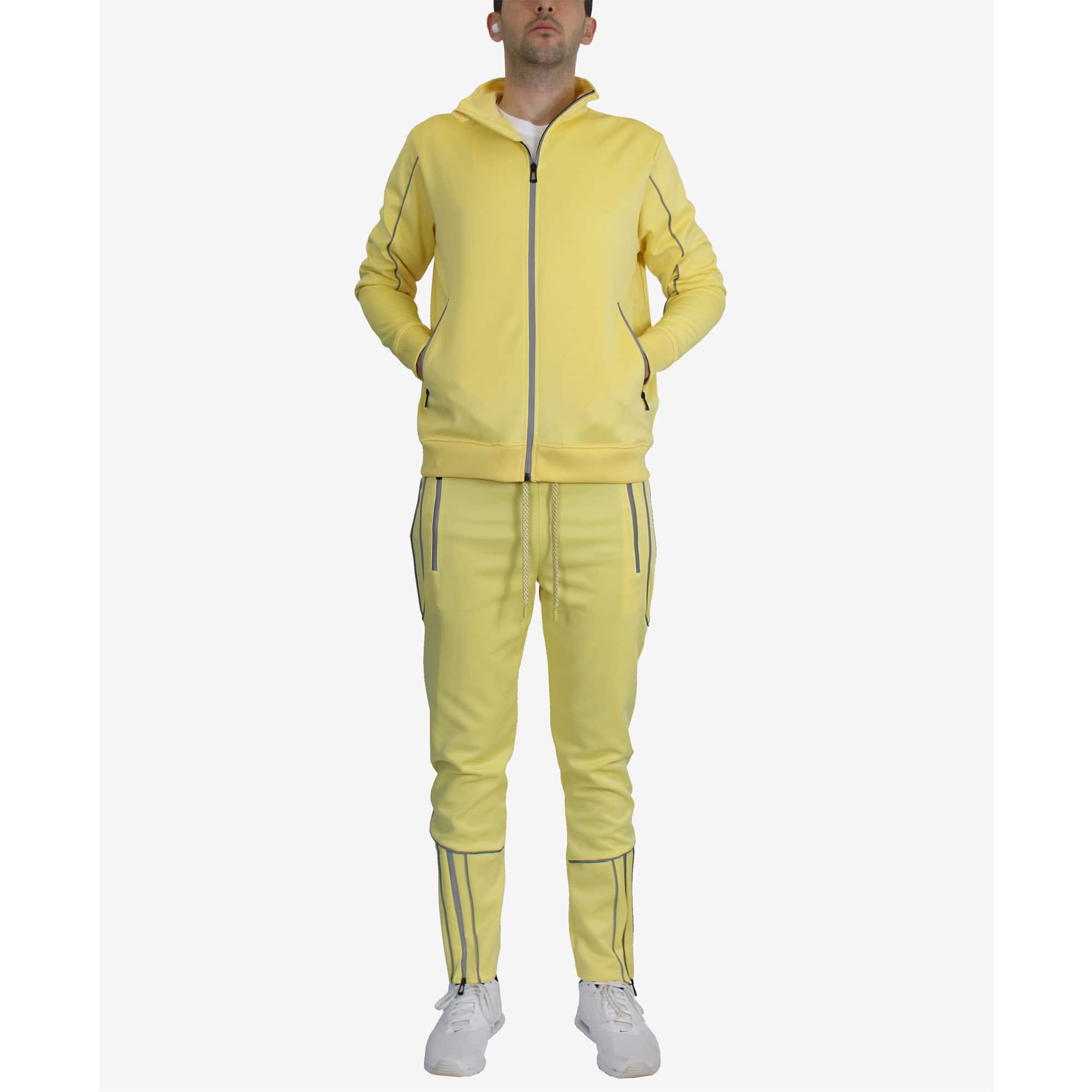 Men s Performance Reflective Track Jacket Jogger 2 Piece Set