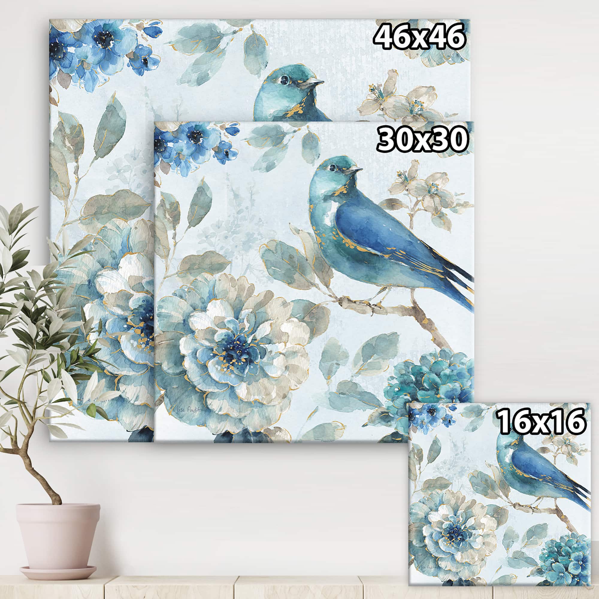 Designart - Indigold Watercolor Lovely bird II - Farmhouse Canvas Art