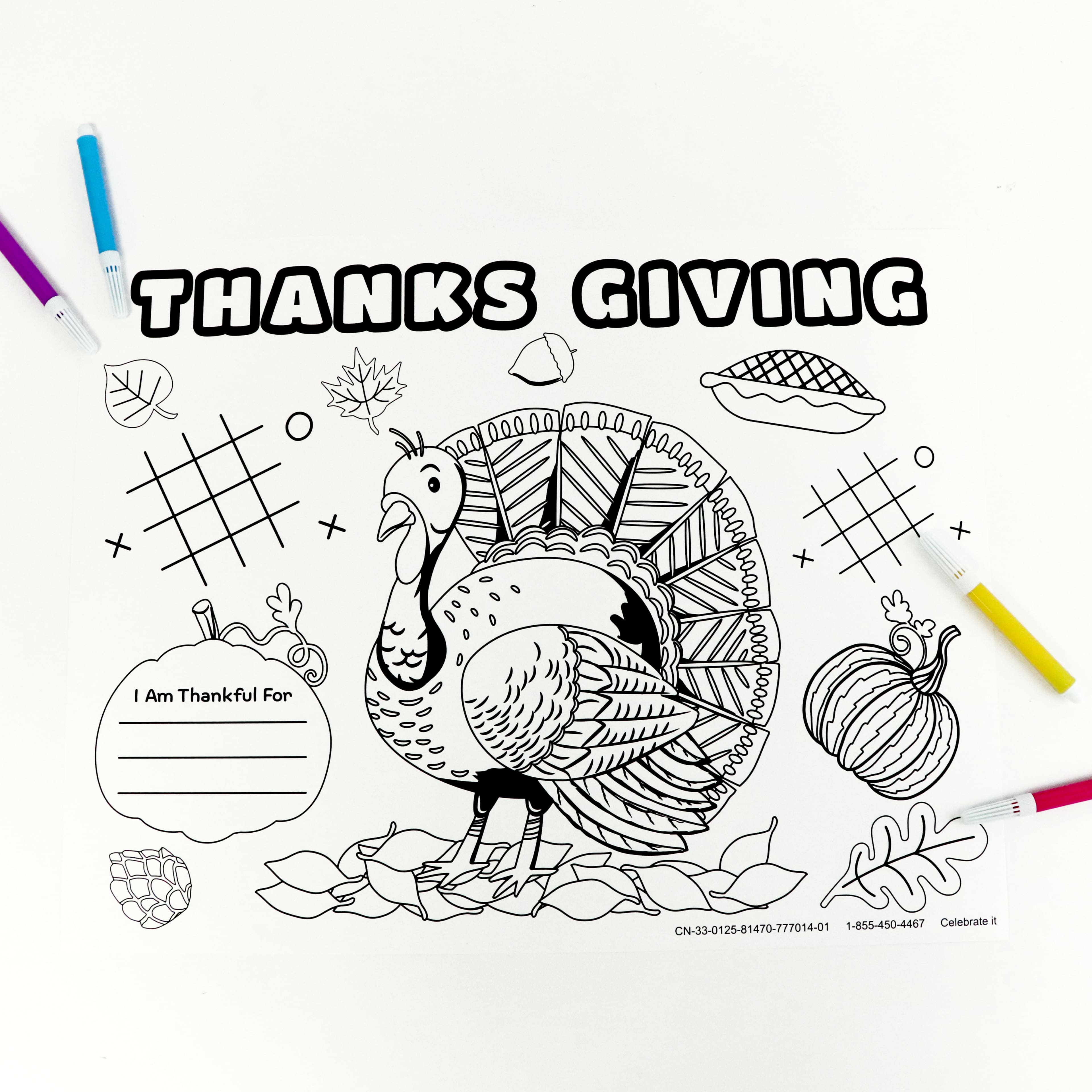 14&#x22; x 11&#x22; Thanksgiving Color-In Paper Placemats, 12ct. by Celebrate It&#x2122;