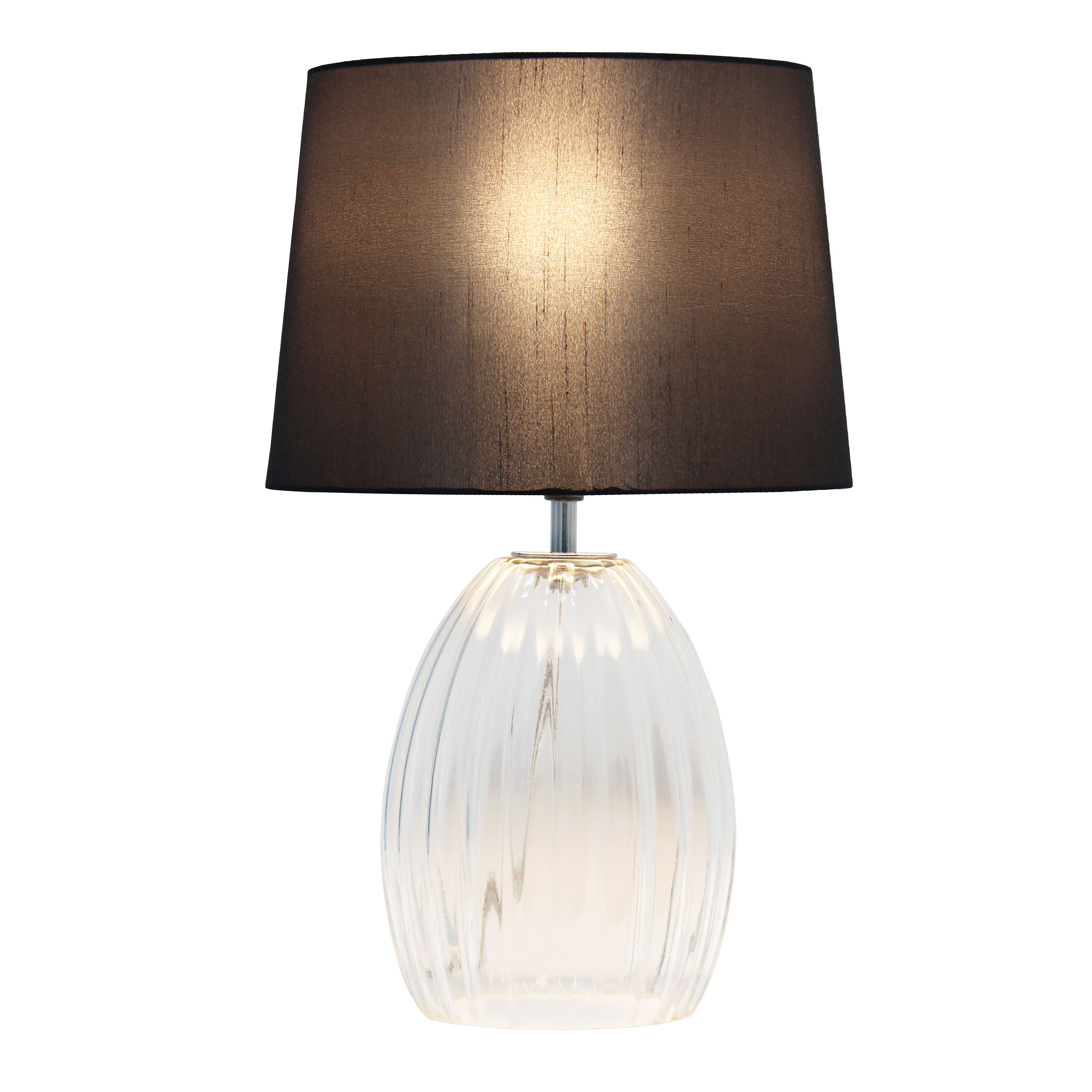 Lalia Home 18&#x22; Clear Fluted Glass Bedside Table Lamp with Gray Shade