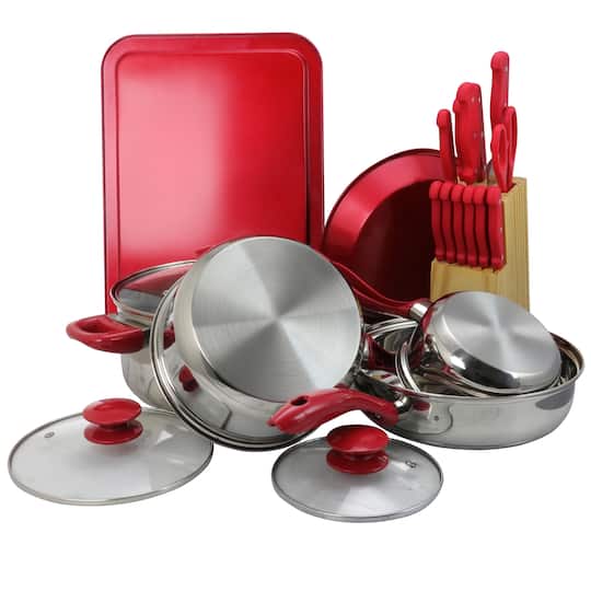 MegaChef Red Cookware Combo 22 Piece Set | Michaels
