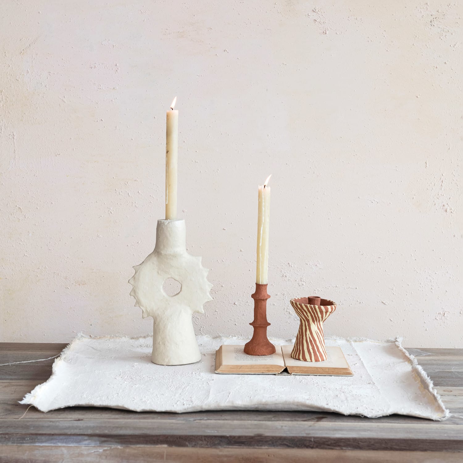 Hello Honey® 12" Handmade Paper Mache Spiked Taper Candle Holder