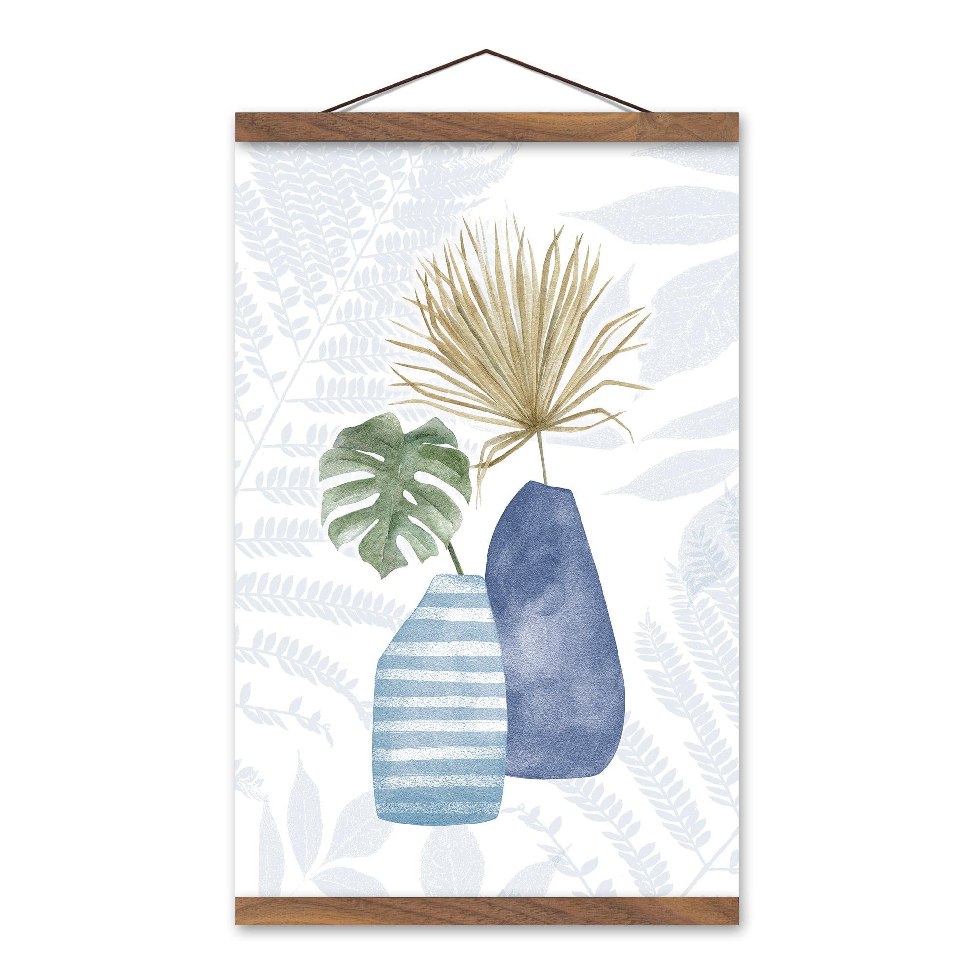 Tropical Plants Teak Hanging Canvas Wall Art