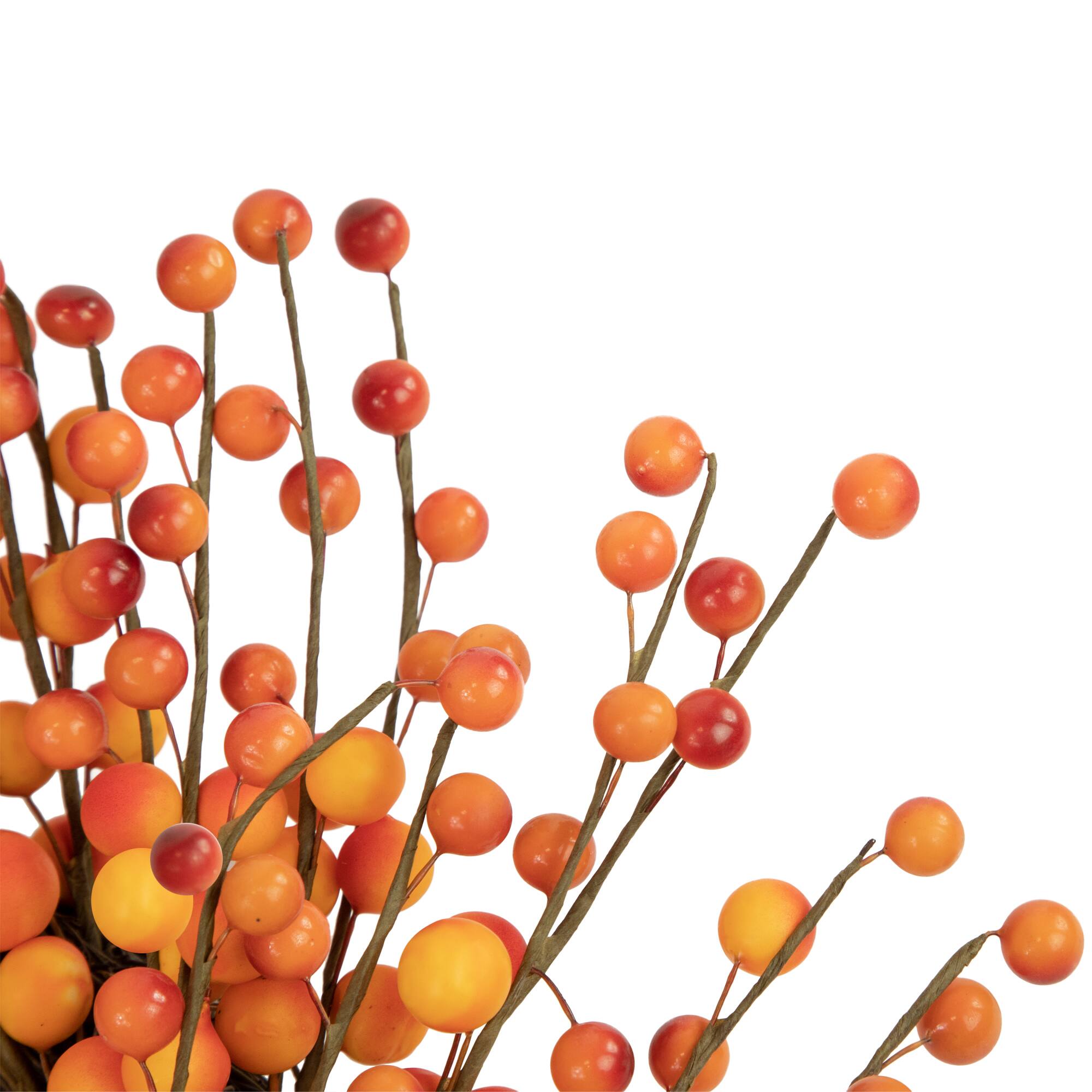 14" Orange & Red Berry Artificial Fall Harvest Twig Wreath