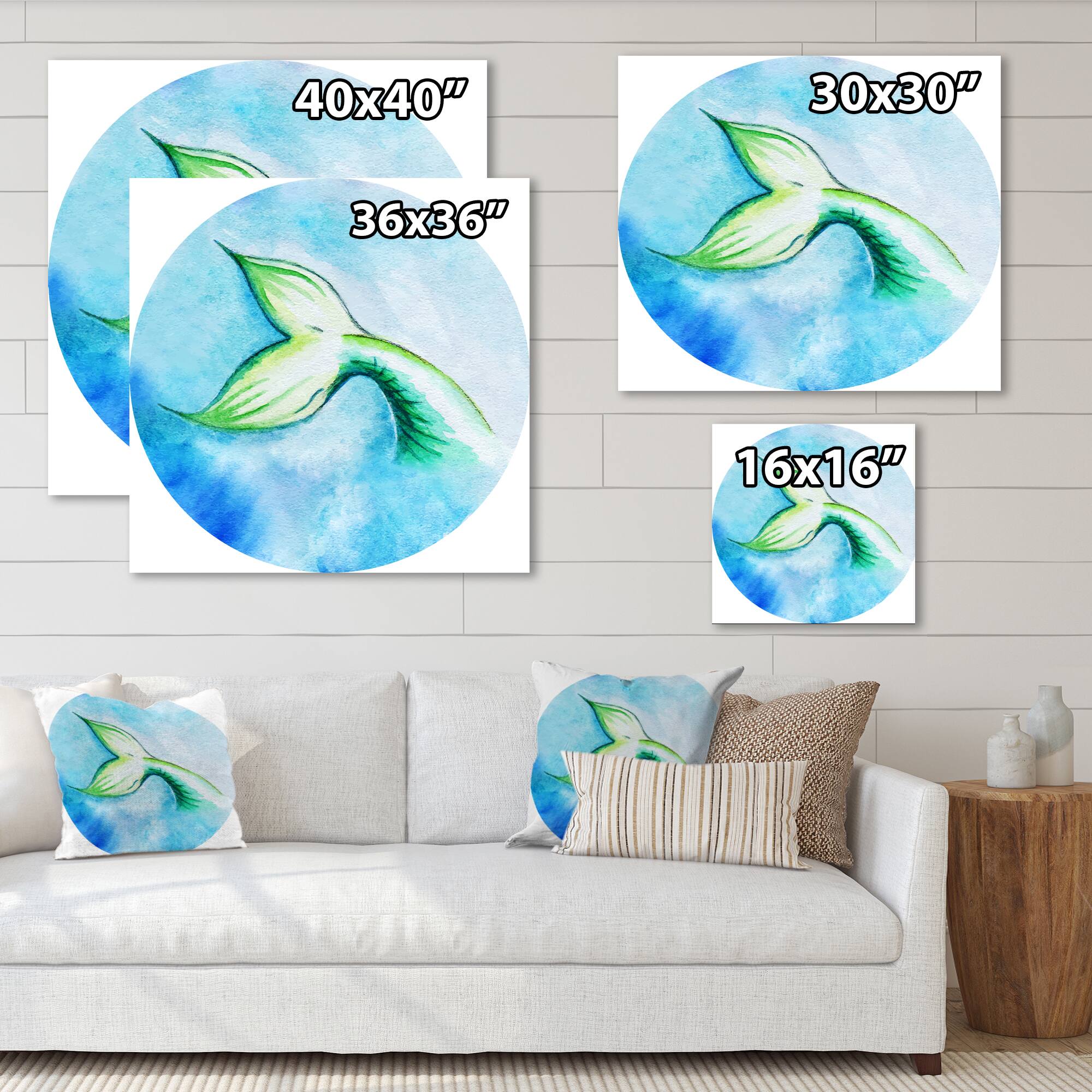 Designart - Mermaid Fish Tail - Nautical &#x26; Coastal Canvas Wall Art Print