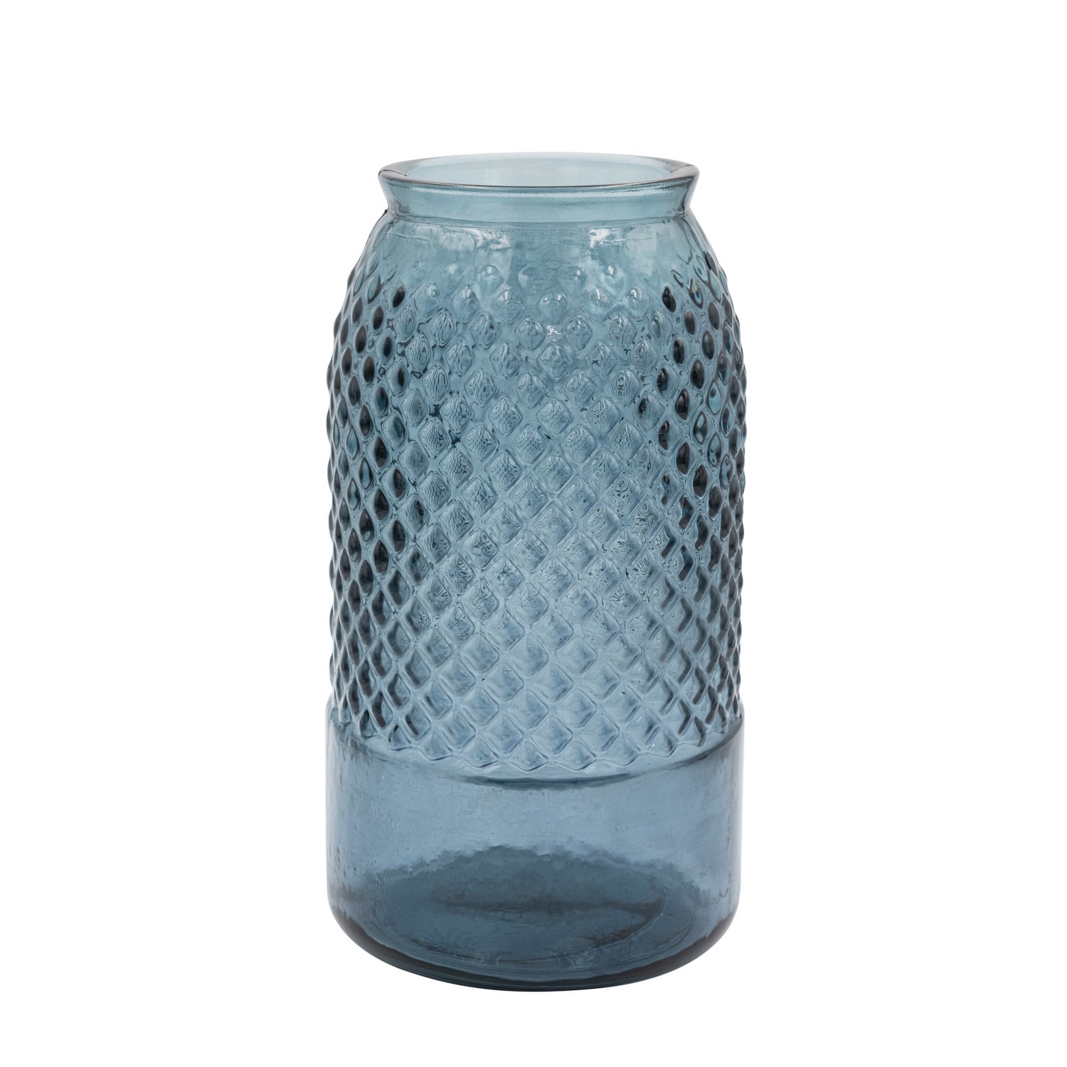 Hello Honey® 11" Blue Round Embossed Reclaimed Glass Jar