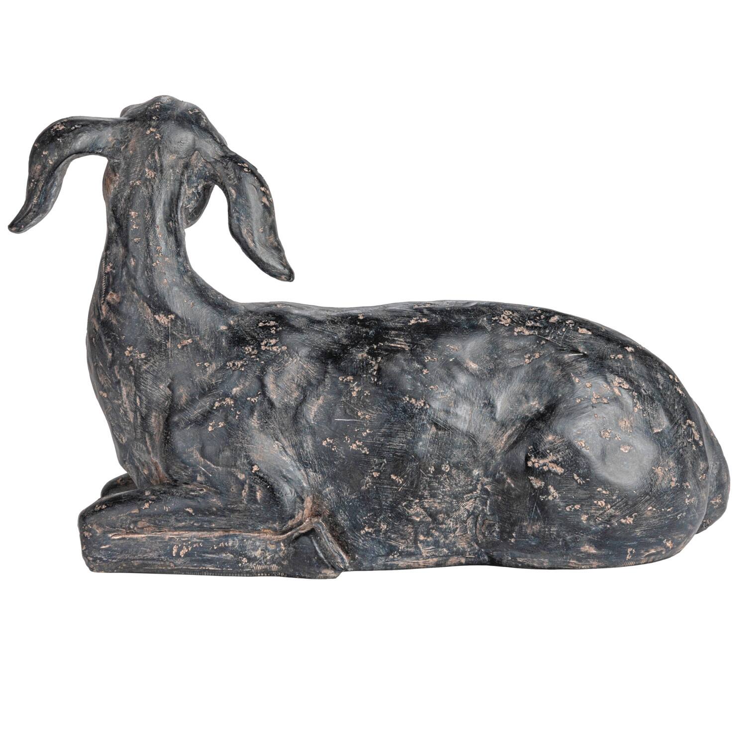 Hello Honey® 9" Black Lying in Rest Goat Accent Décor with Cast Iron Finish