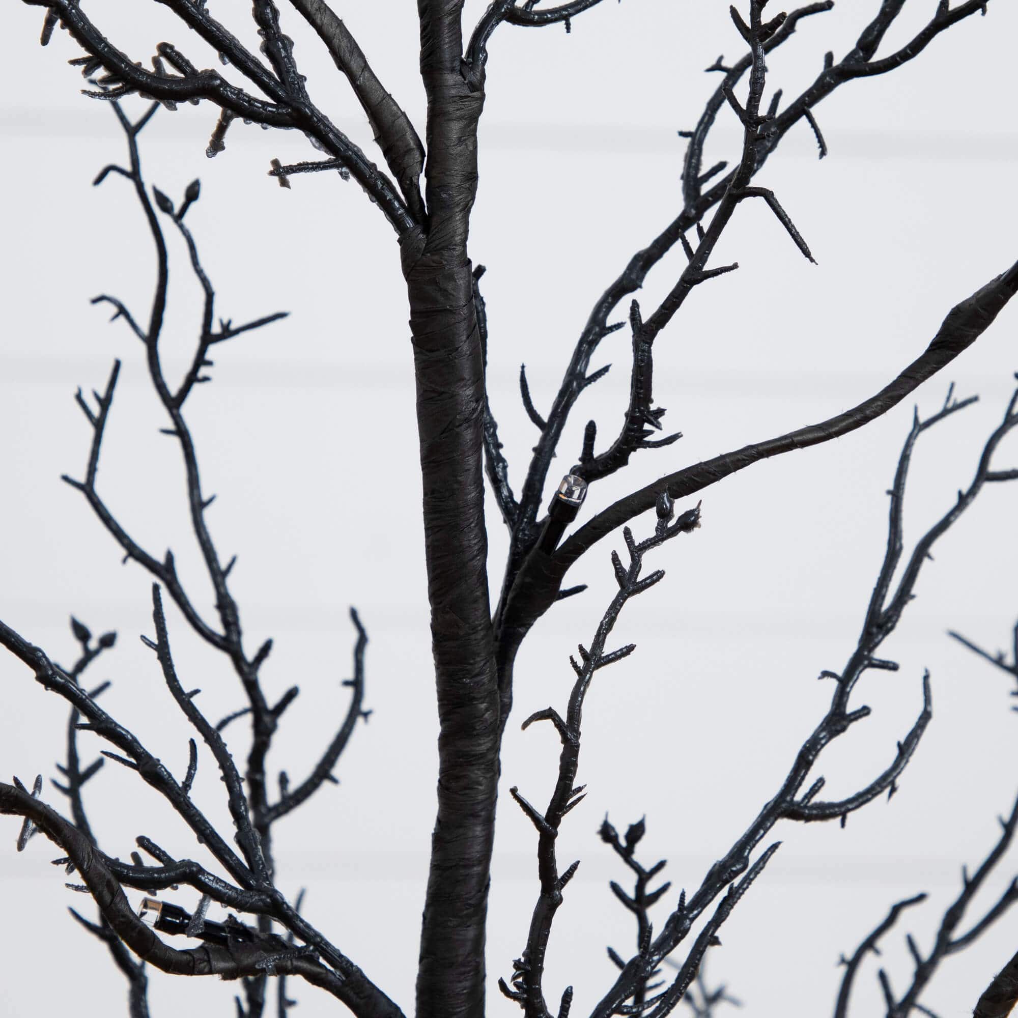 3ft. Pre-Lit Halloween Deluxe Black Twig Artificial Tree with 36 Orange &#x26; Purple LED Lights
