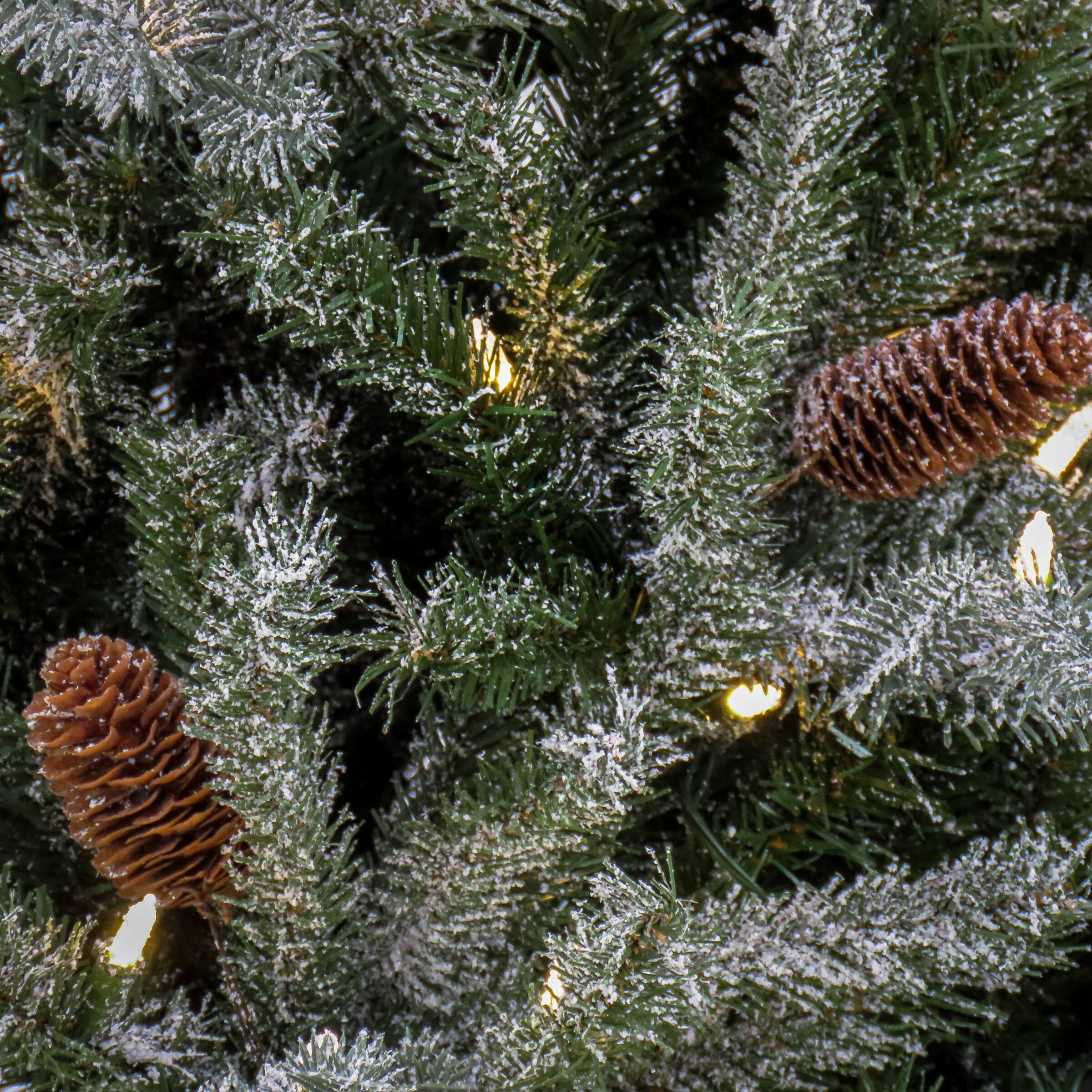7ft. Pre-Lit Snowy Olallie Pine Artificial Christmas Tree With Pinecones, Clear LED Lights