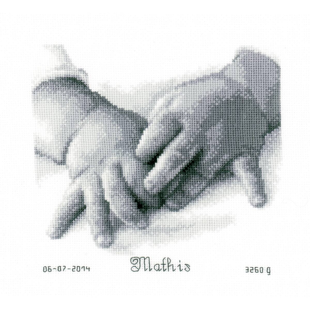 Vervaco Baby Hands Record Counted Cross Stitch Kit