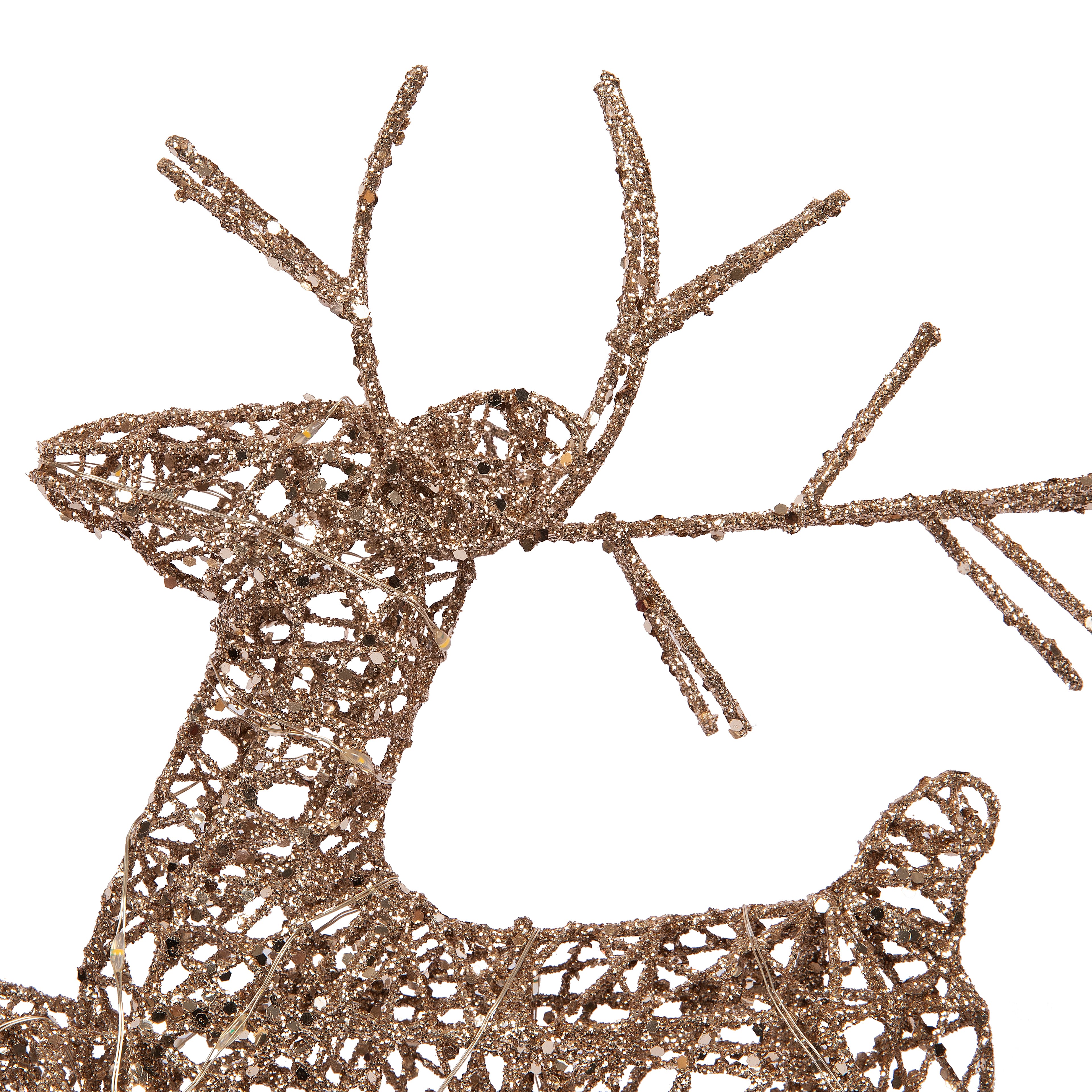 11.25&#x22; Champagne Glitter Reindeer LED Tree Topper by Ashland&#xAE;