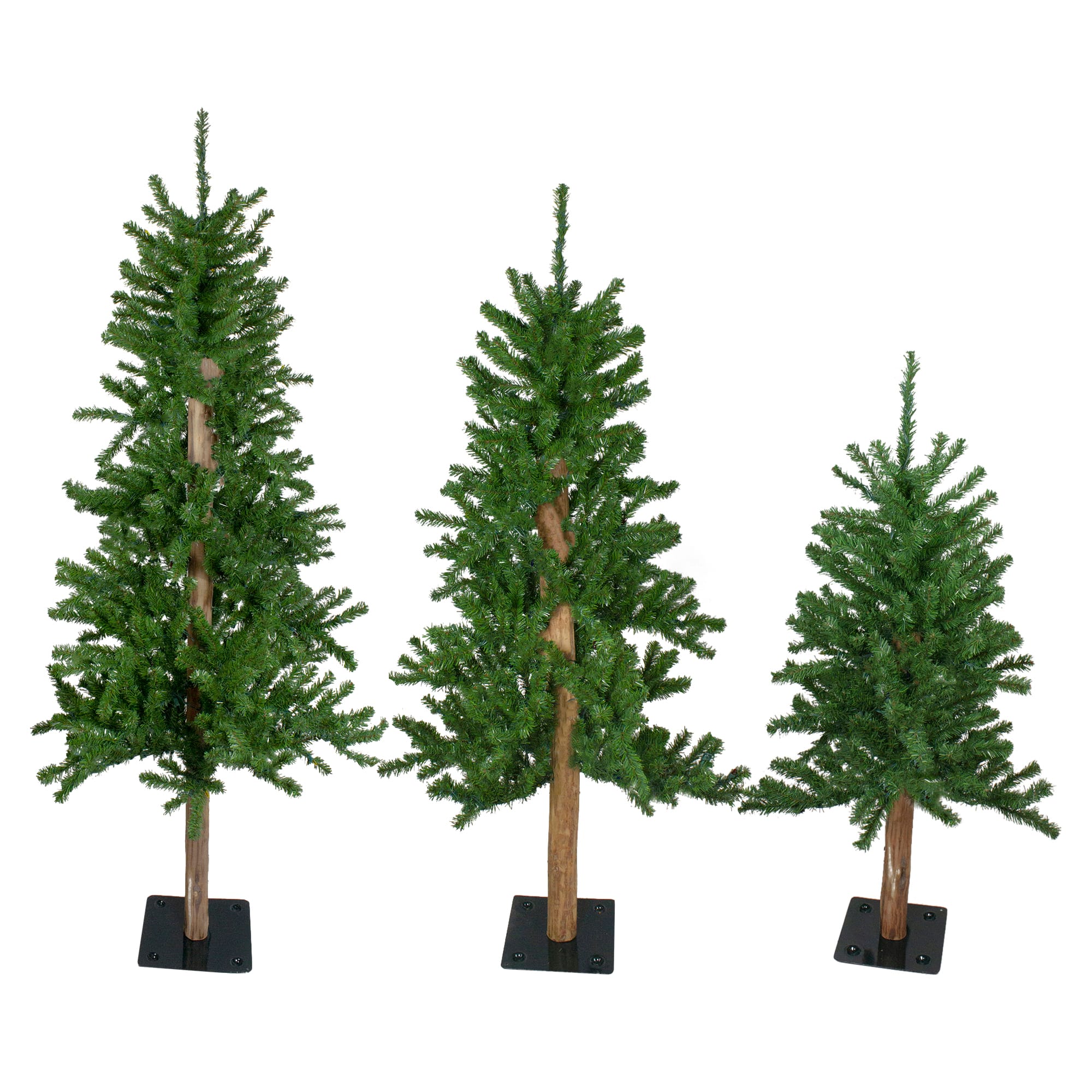 3 Pack Unlit Alpine Artificial Christmas Tree Set