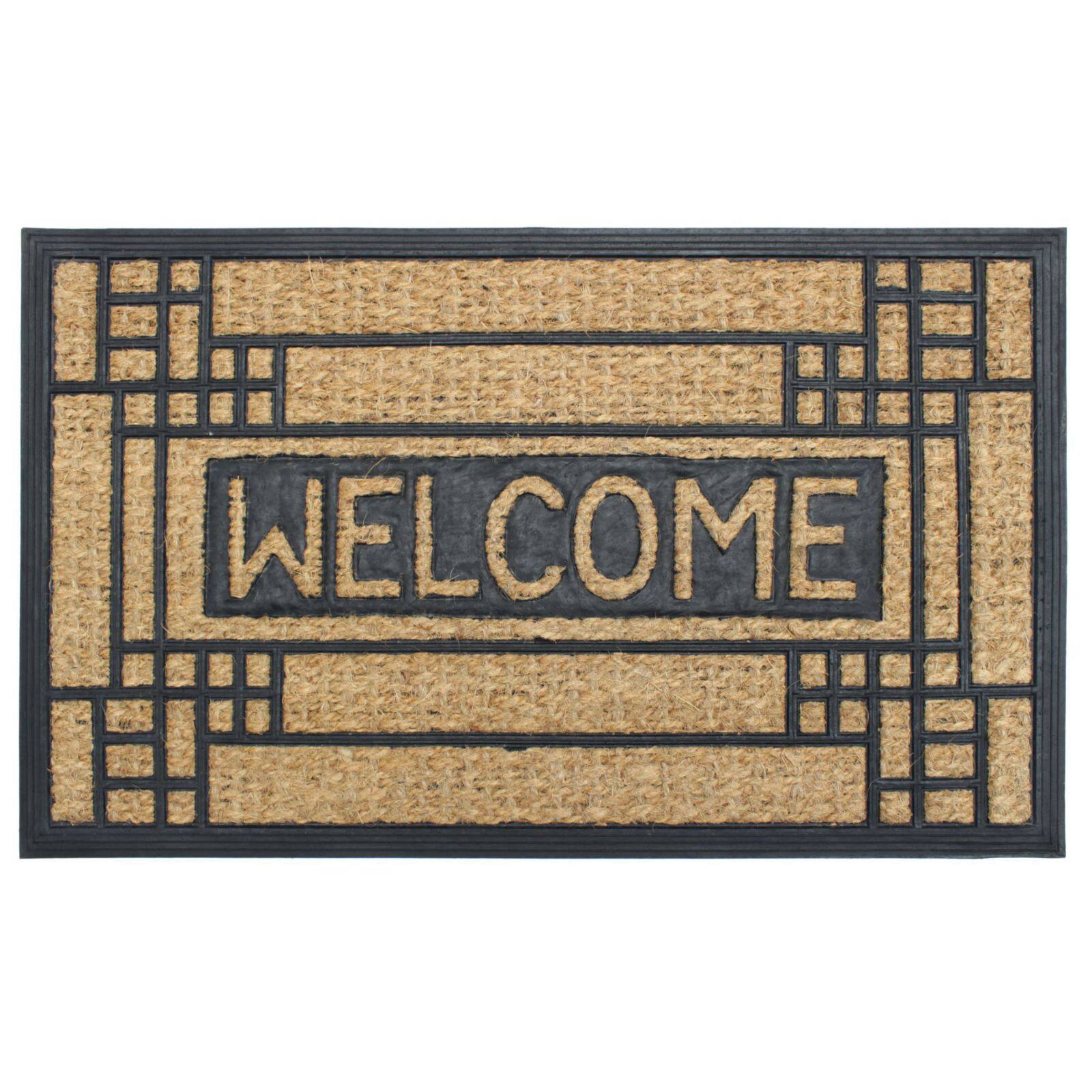 RugSmith Natural & Black Molded Rubber Coir Doormat Michaels