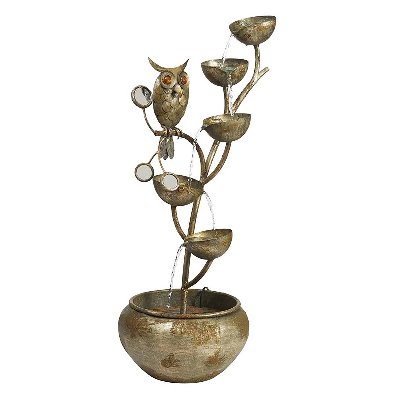 2.9ft. Whooo&#x27;s Watching Owl Cascading Metal Sculptural Fountain