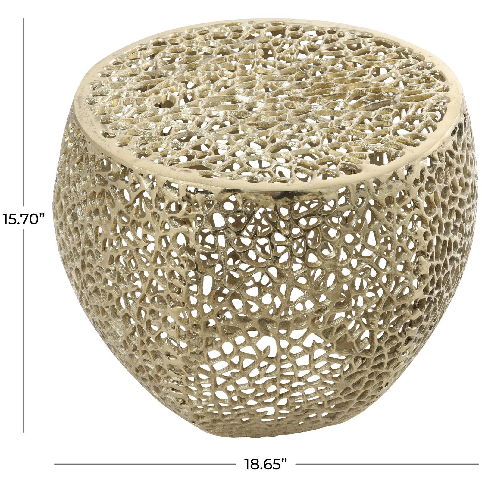 19" Gold Aluminum Coral Accent Table