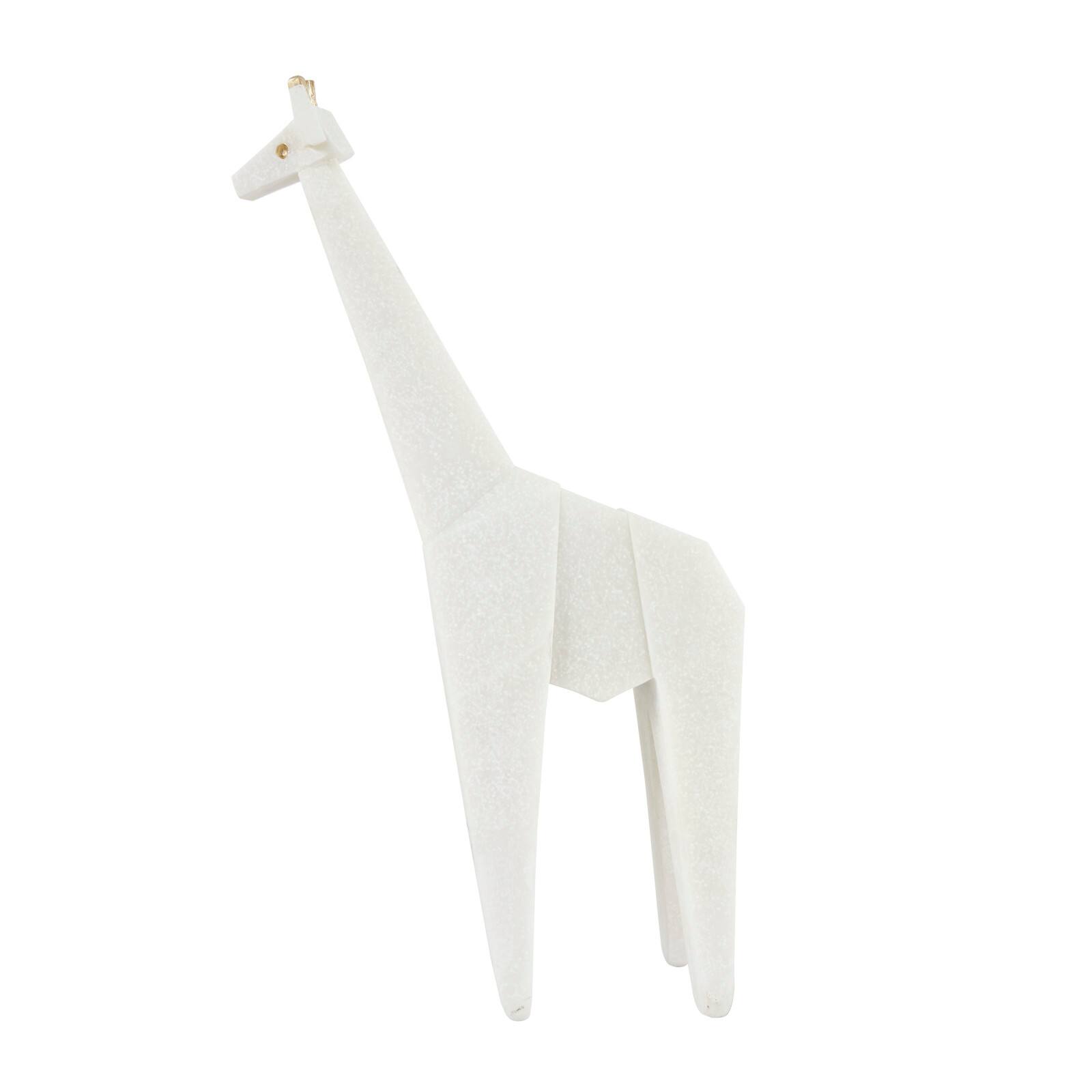 White Polystone Elephant &#x26; Giraffe Cubist Inspired Sculpture Set