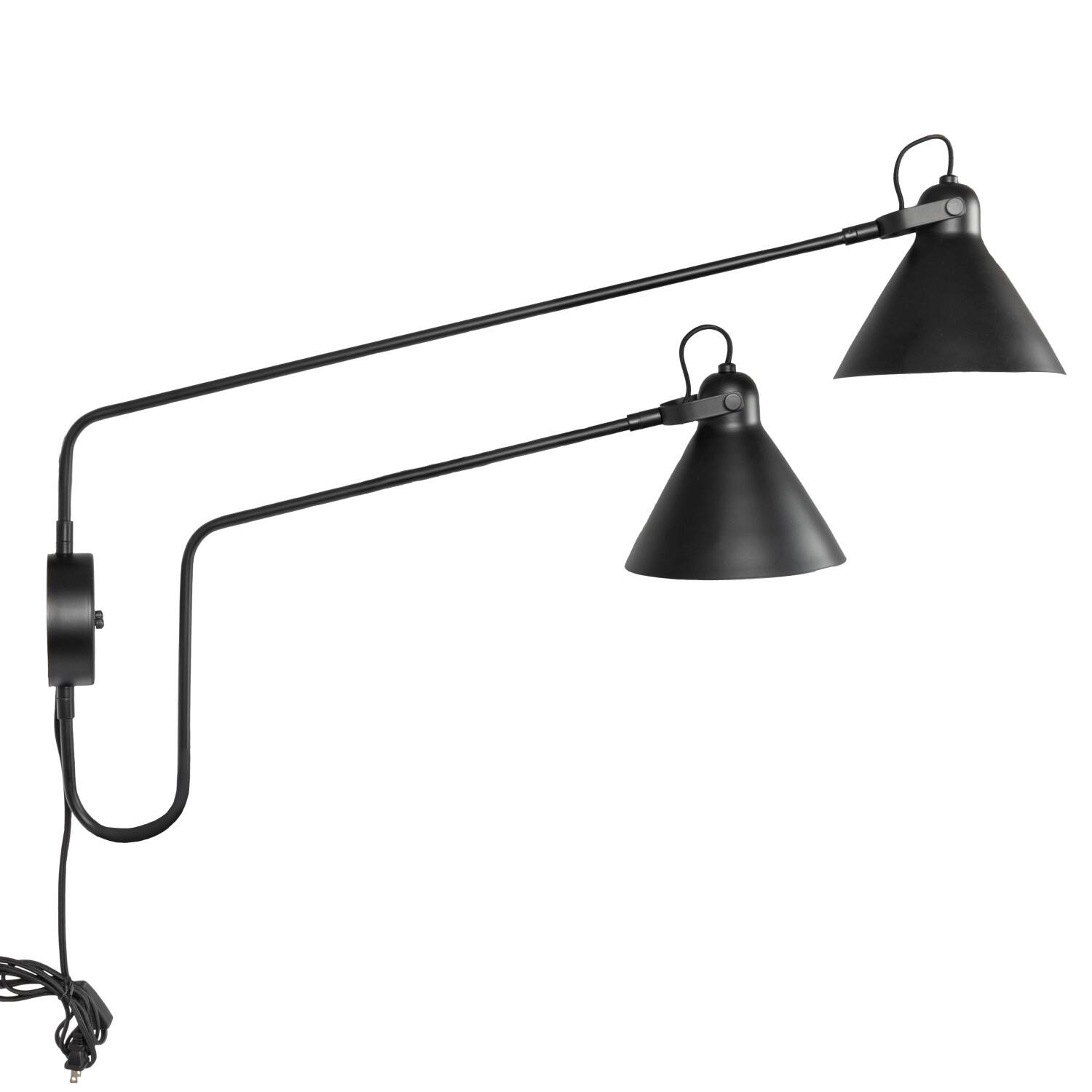 Hello Honey® 5ft. Black Modern 2-Light Metal Articulating Wall Sconce
