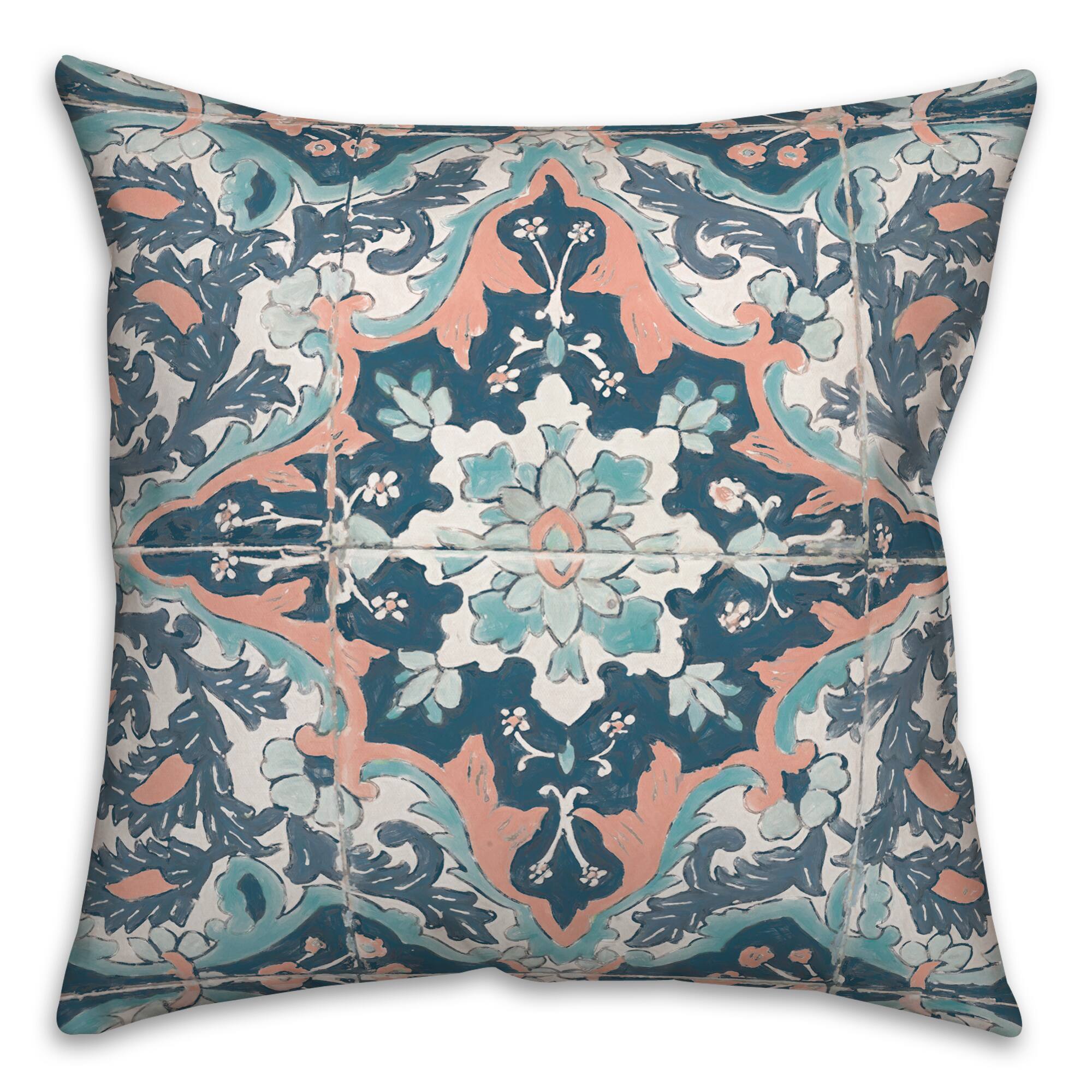 Mediterranean Tile 18&#x22; x 18&#x22; Throw Pillow
