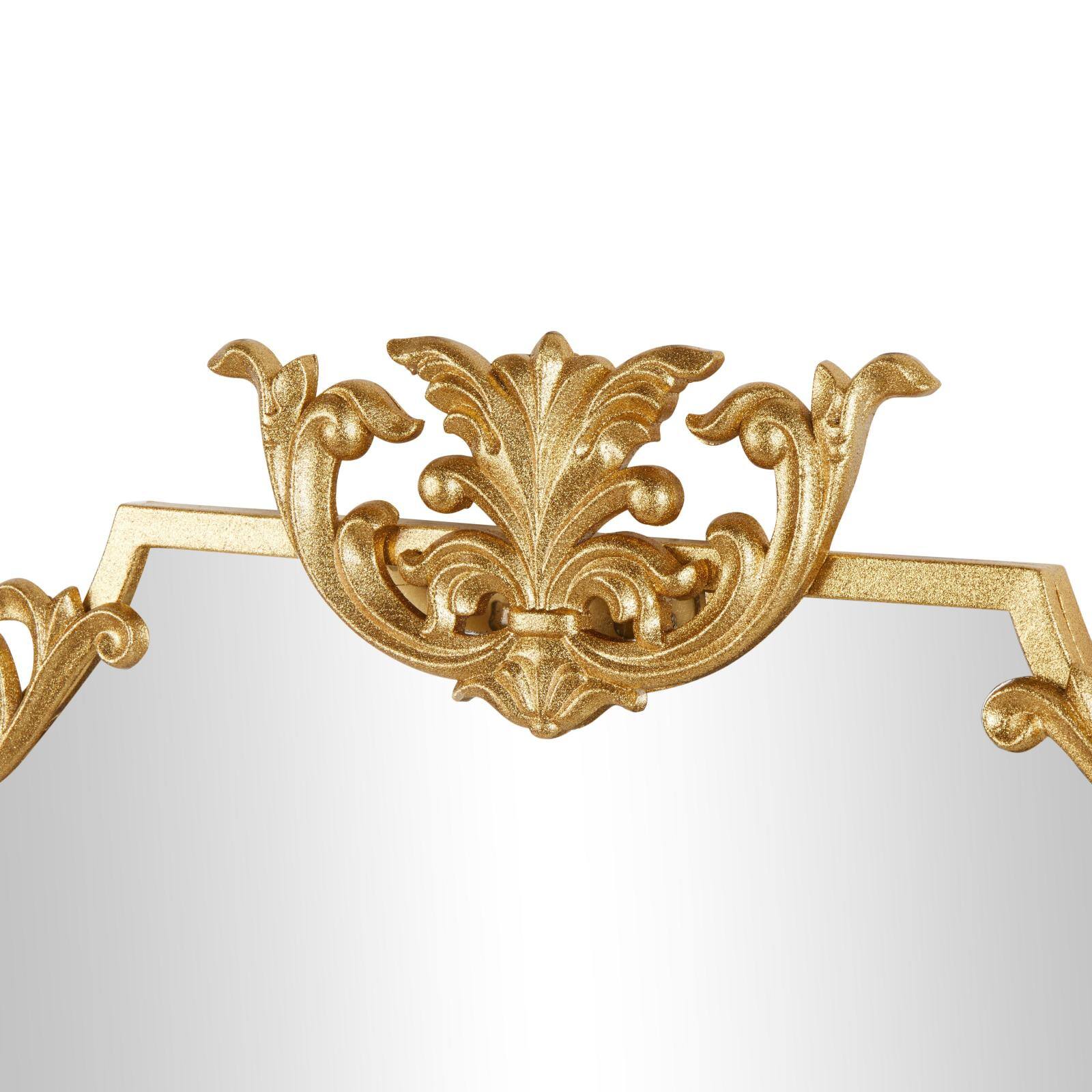 21" x 34" Gold Metal Shield Wall Mirror with Floral Embellishment