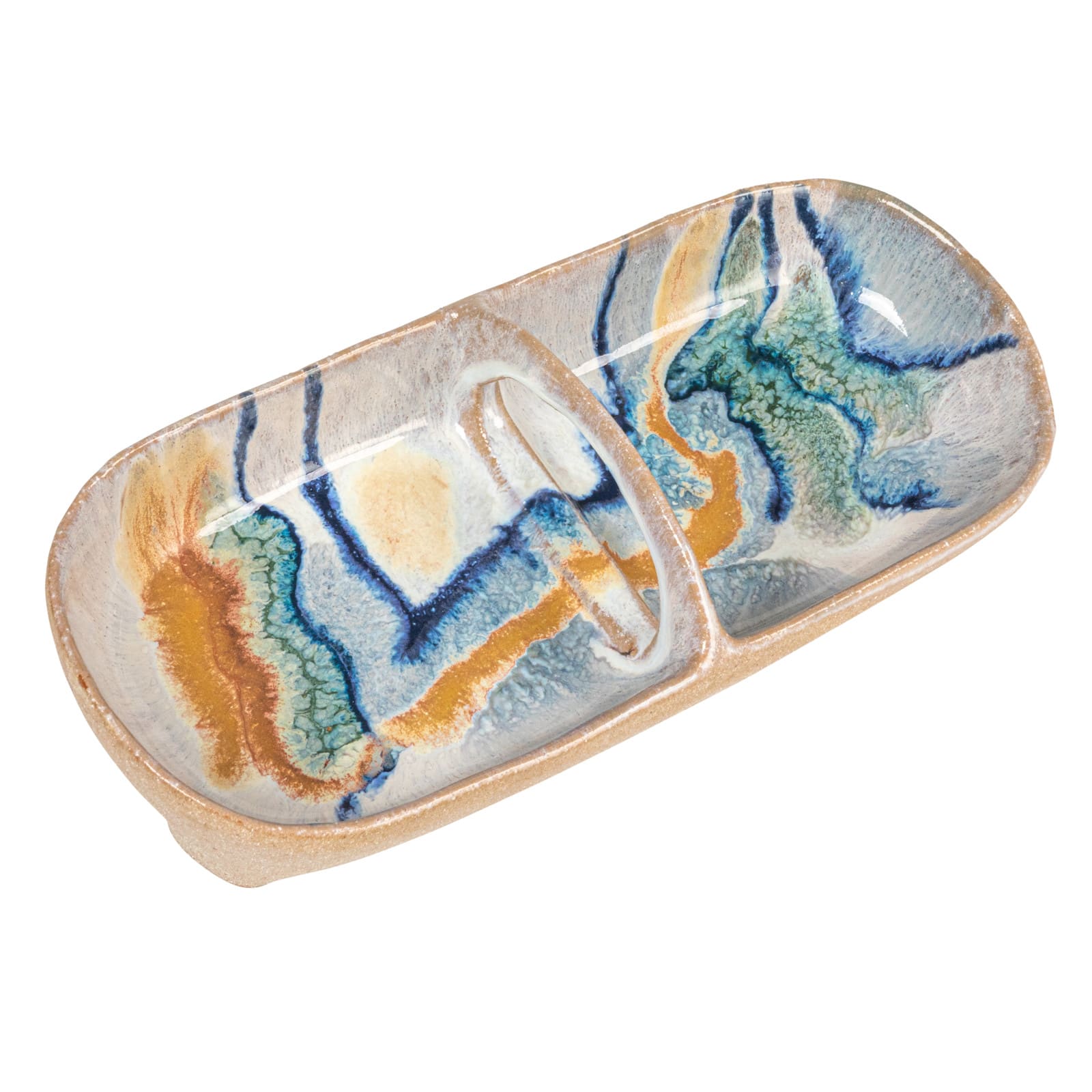Hello Honey® 11.5" Multicolor Abstract Line Stoneware Server