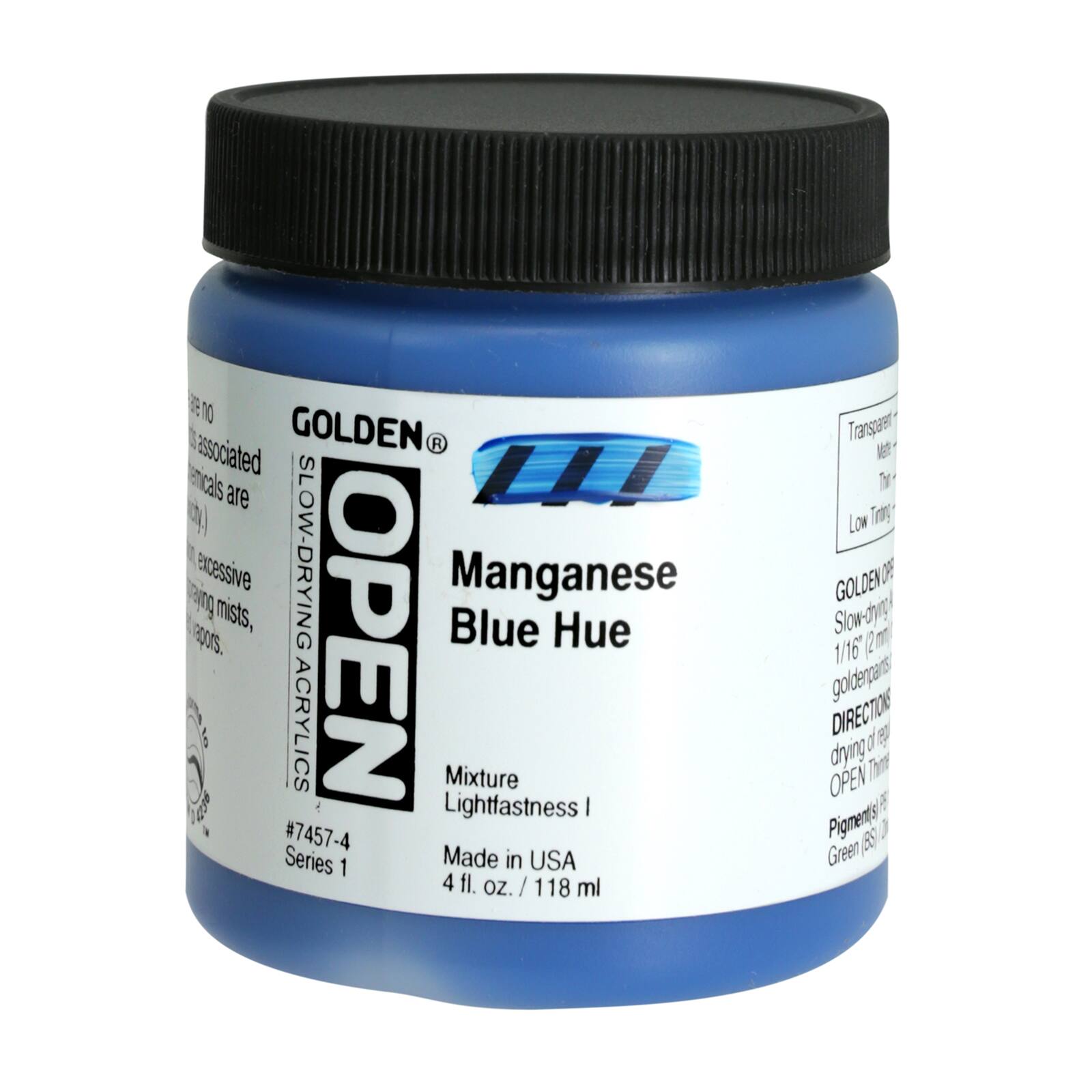 Golden OPEN Acrylics, 4 oz Paint in Manganese Blue Hue