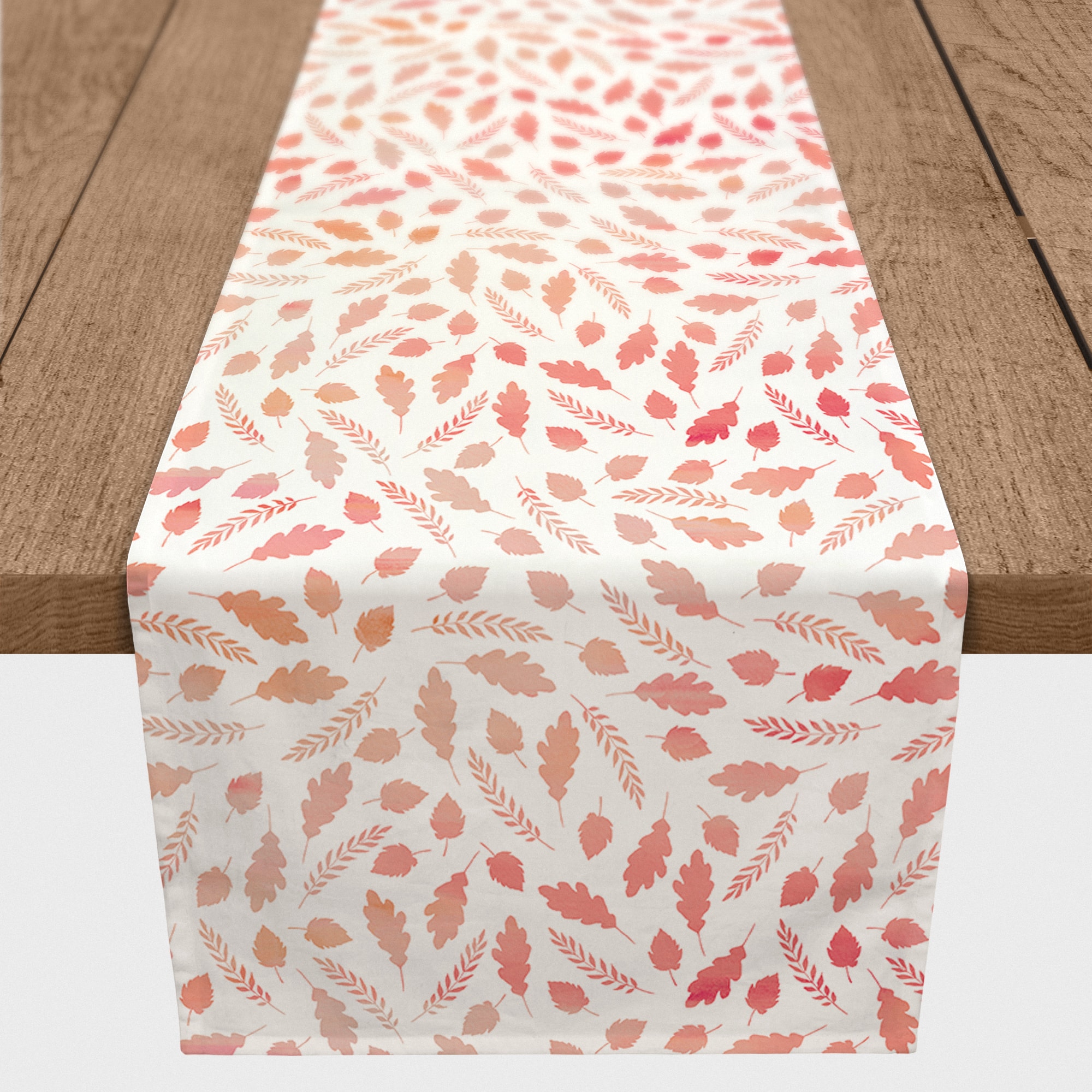 90" Watercolor Leaf Pattern Cotton Twill Runner