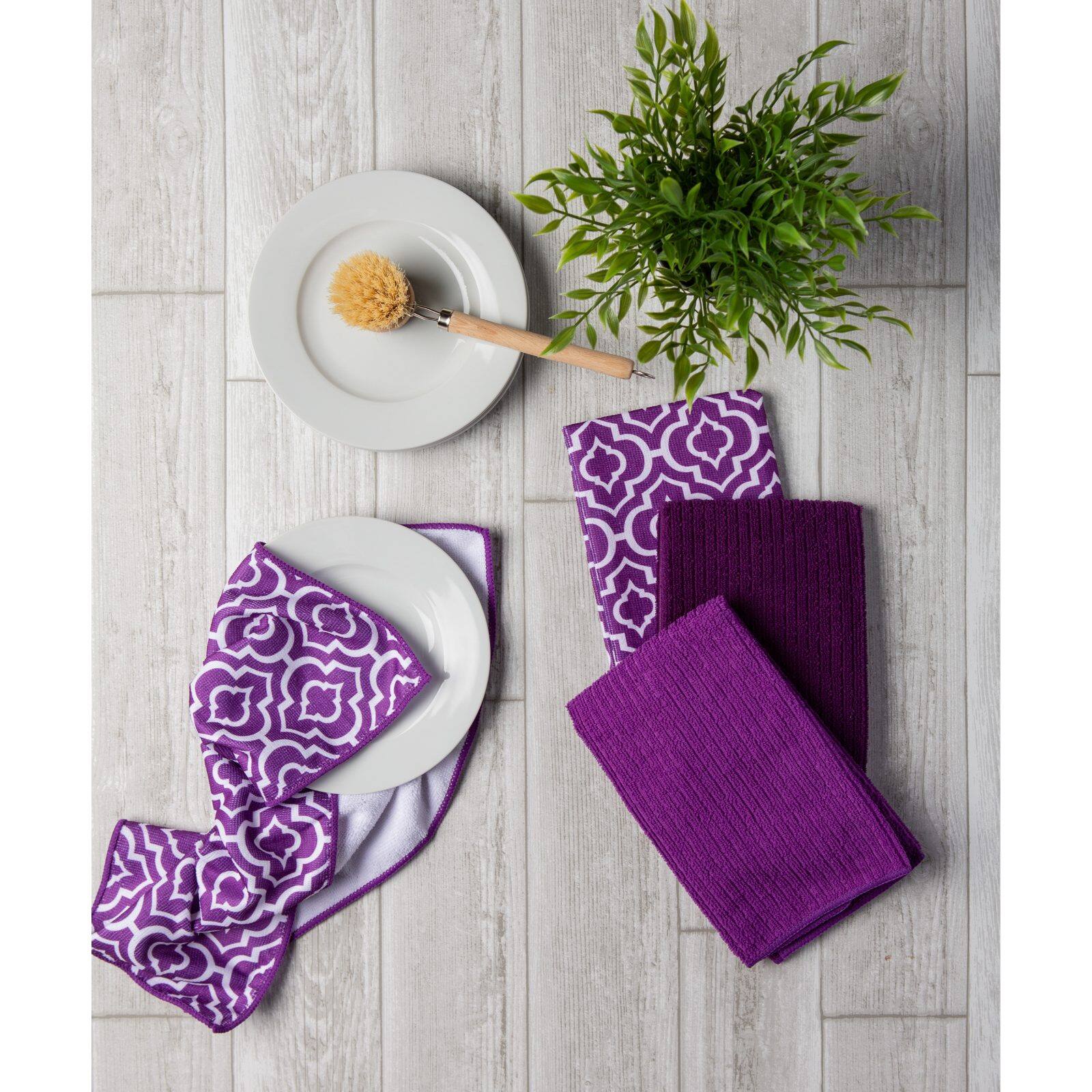 Eggplant Lattice Microfiber Dishtowel, 4ct.