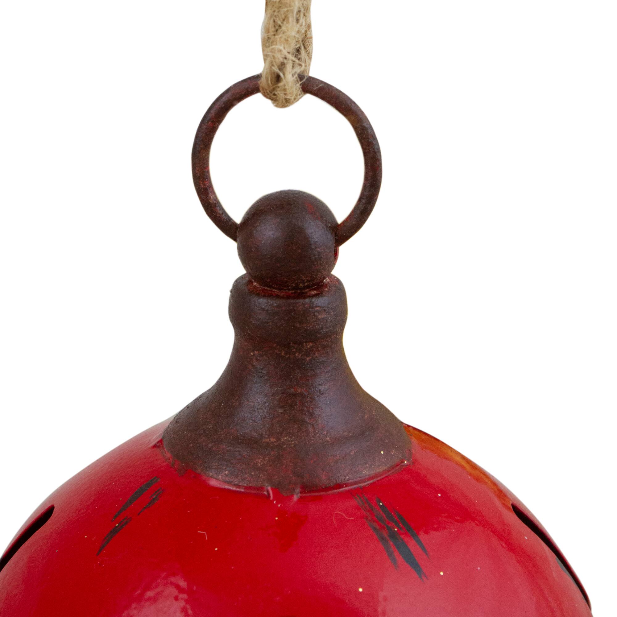 7&#x22; Red Metal Jingle Bell Hanging Christmas Decoration