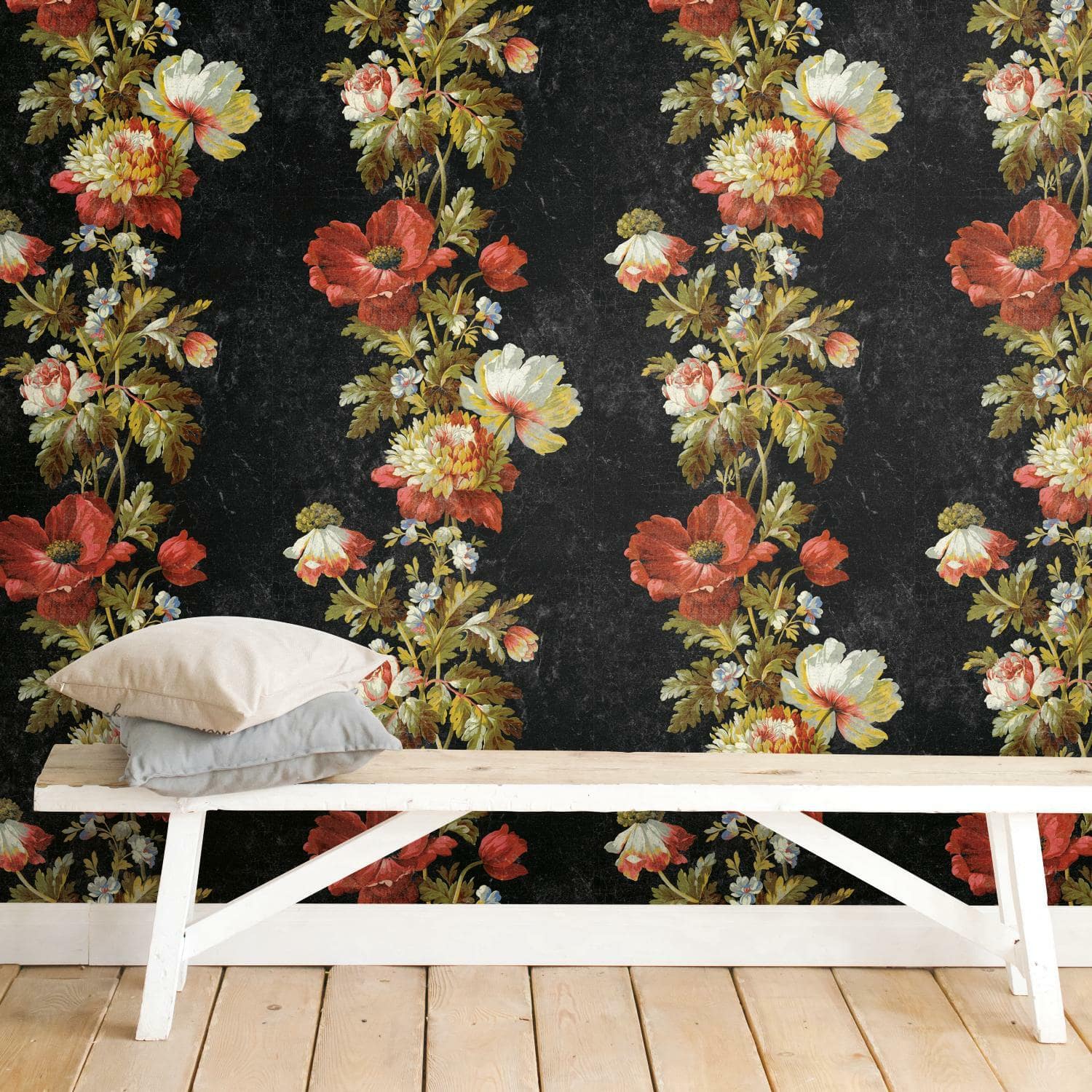 RoomMates Vintage Floral Stripe Peel & Stick Wallpaper