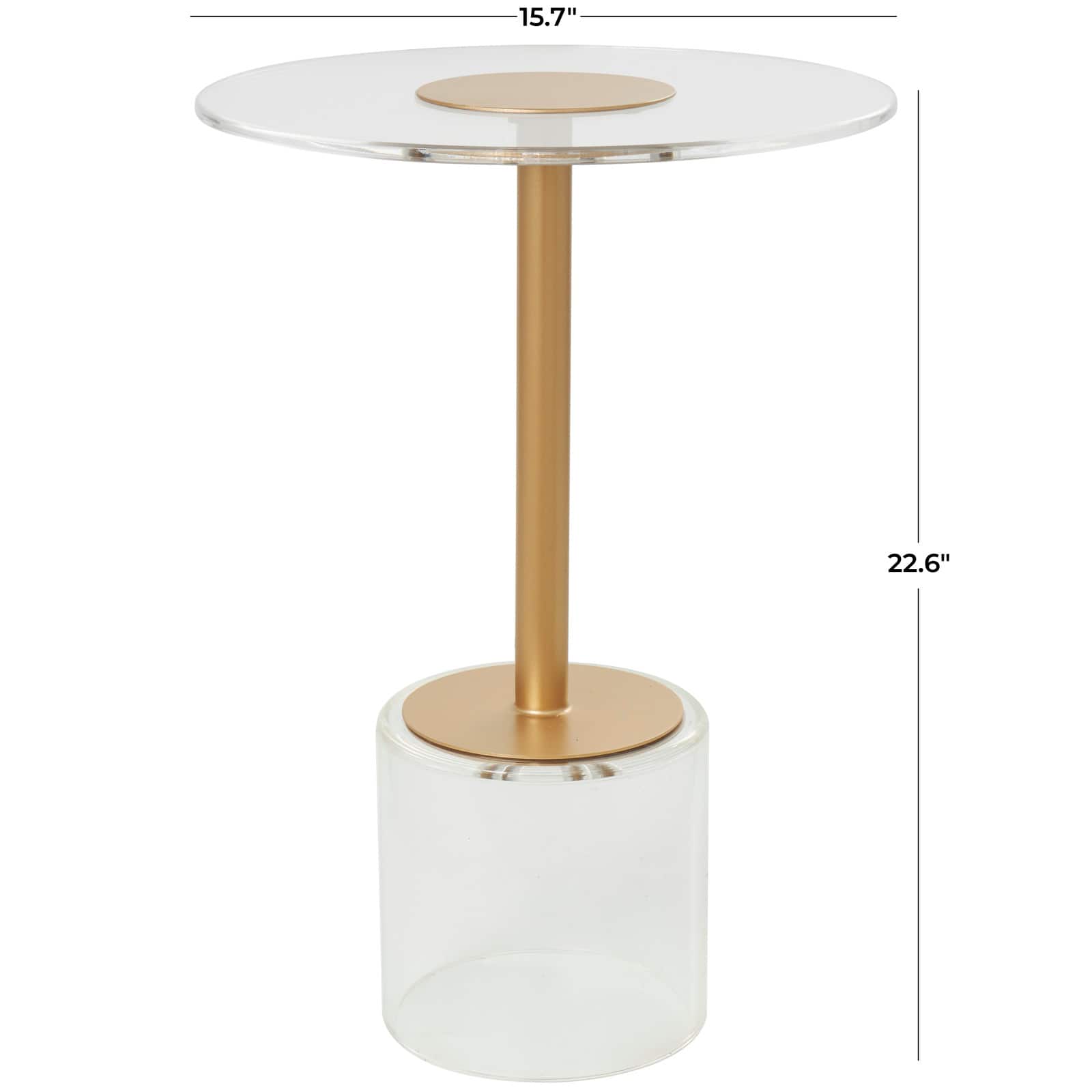 23" Clear Acrylic Accent Table with Gold Stand