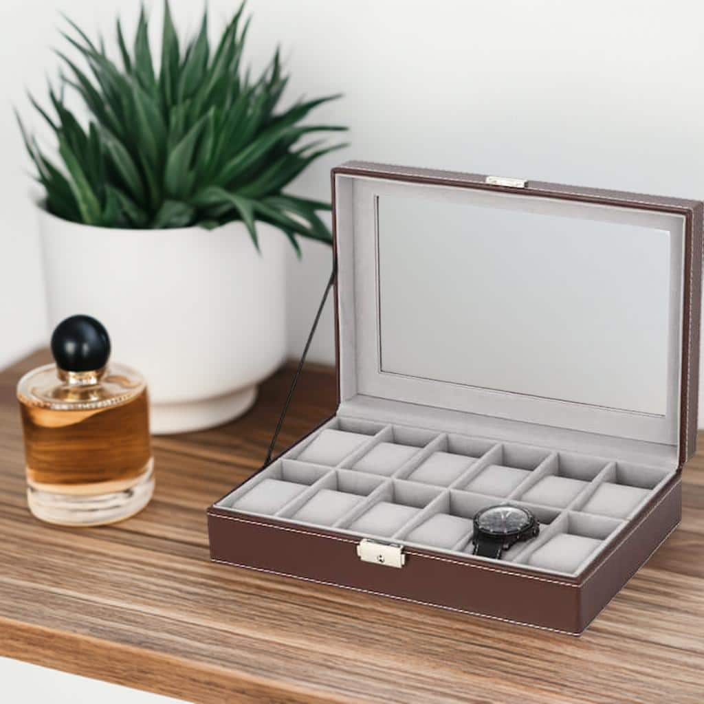 Pecan Brown Dozen Leather Watch Box