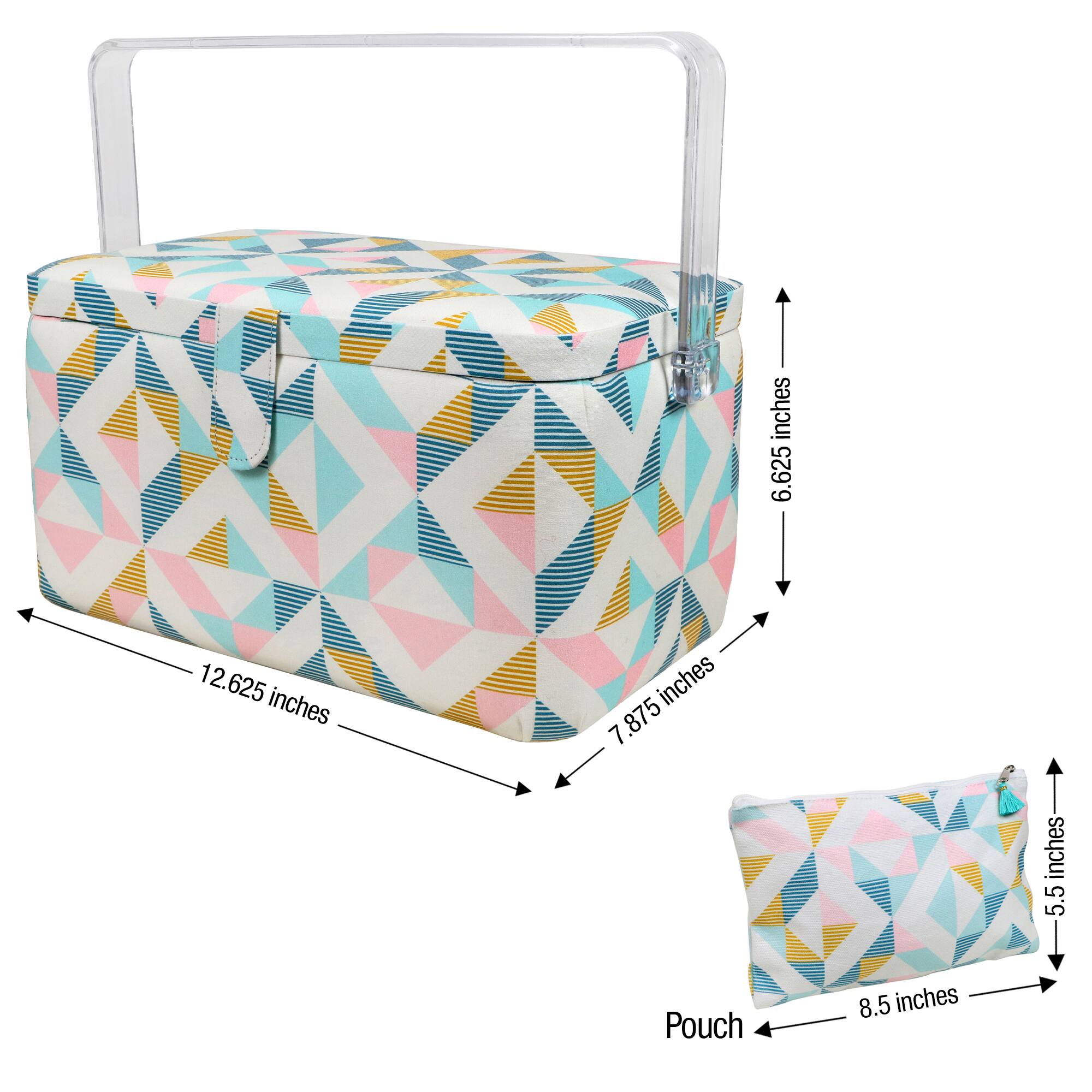 SINGER&#xAE; Large Abstract Geo Print Sewing Basket with Matching Pouch Sew Kit