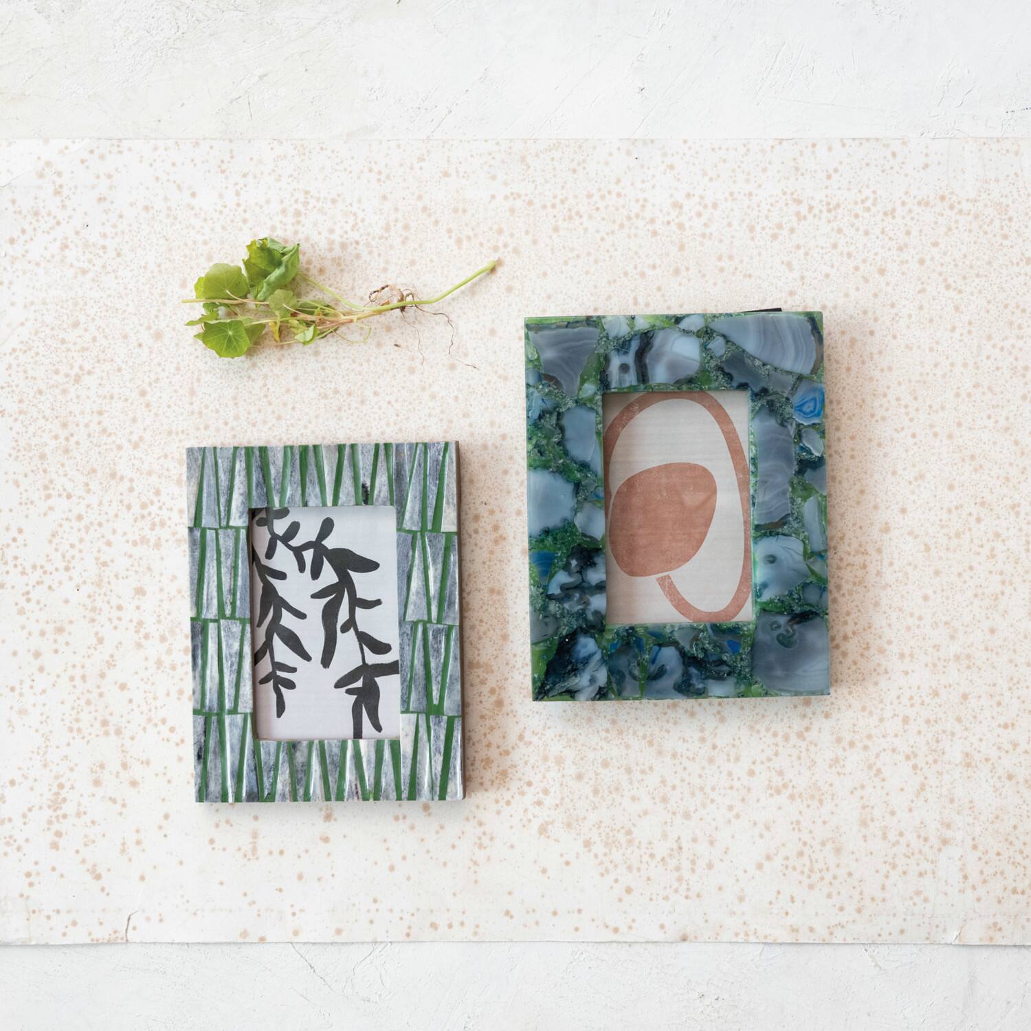 Hello Honey&#xAE; 4&#x22; x 6&#x22; Green &#x26; Gray Agate Photo Frame