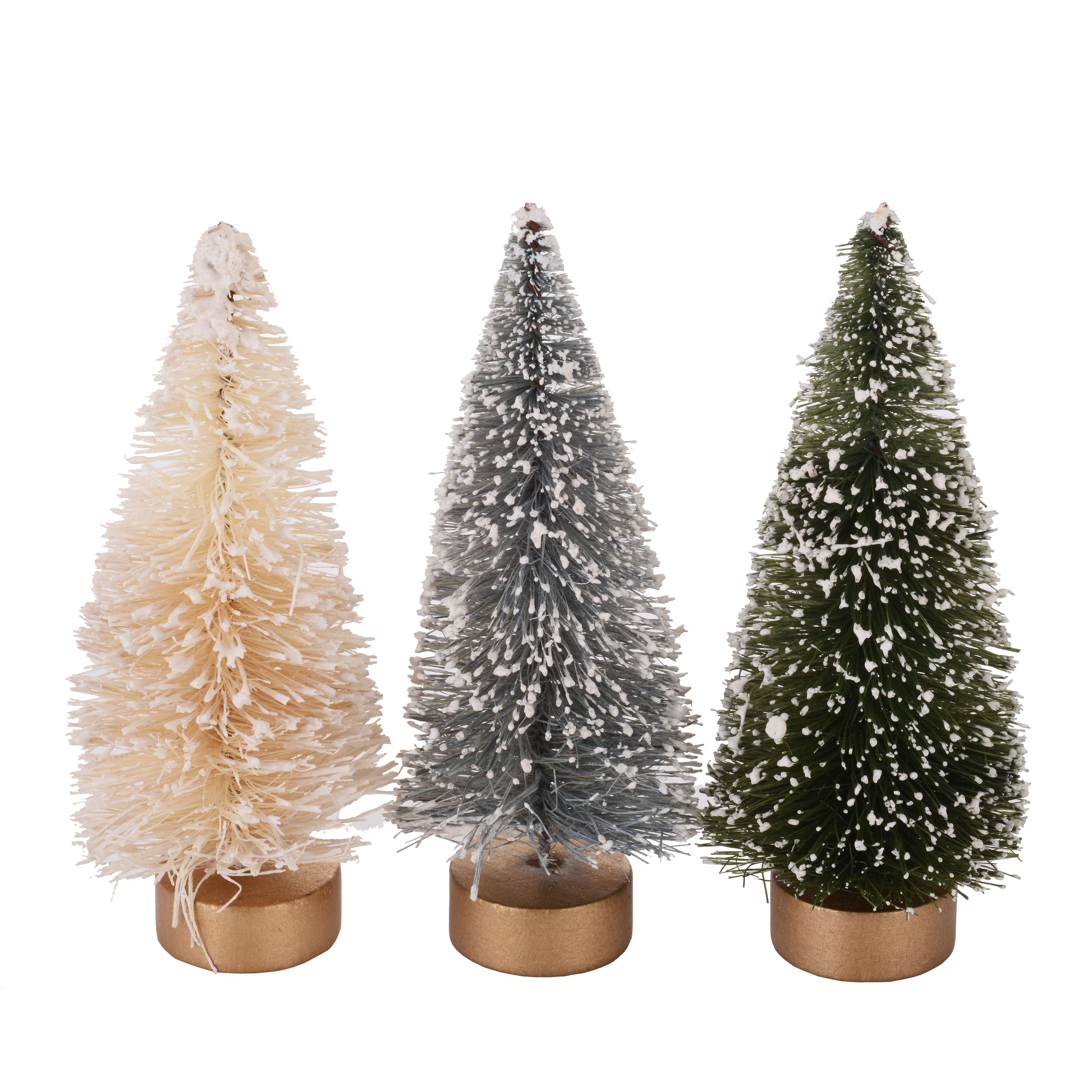 4&#x22; Cream, Gray &#x26; Green Mini Christmas Tree Set by Ashland&#xAE;