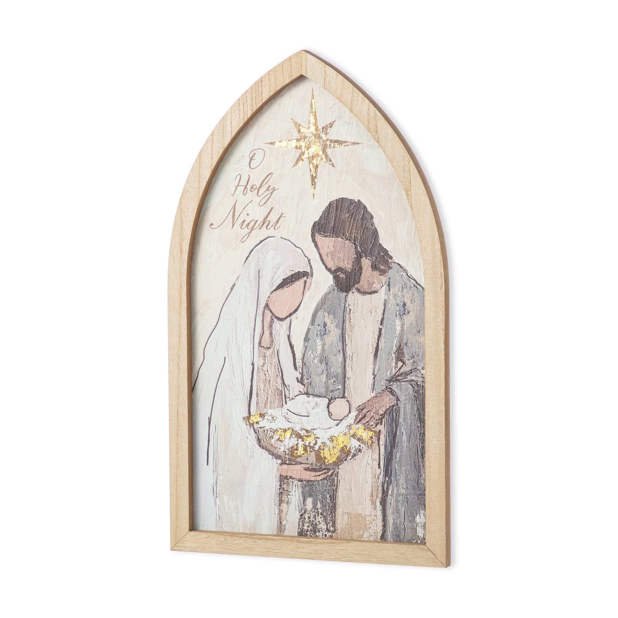Glitzhome&#xAE; 19.75&#x22; Wooden Gold Foil Nativity Scene Wall Decor