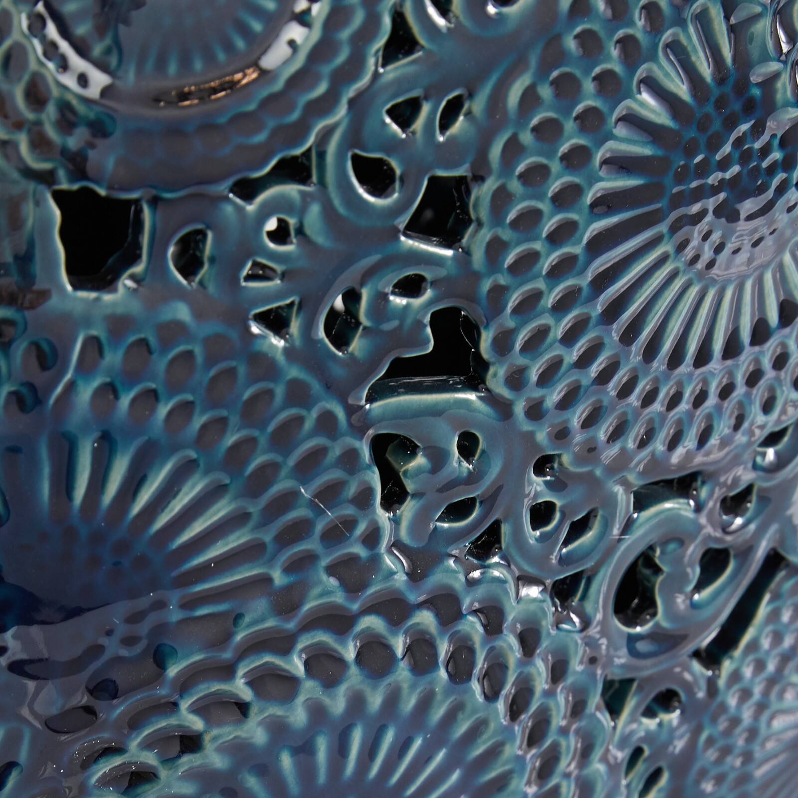 Set of 2 Blue Stoneware Eclectic Vase, 16", 13"