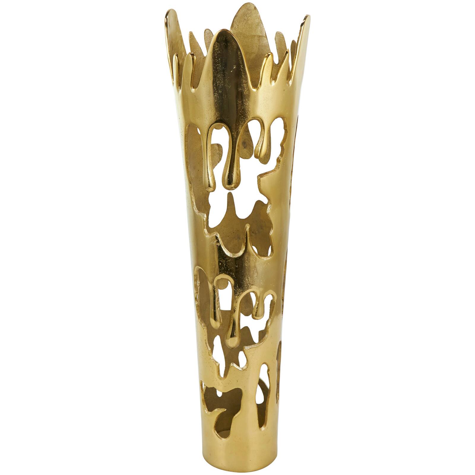 31" Gold Aluminum Drip Vase with Melting Designed Body