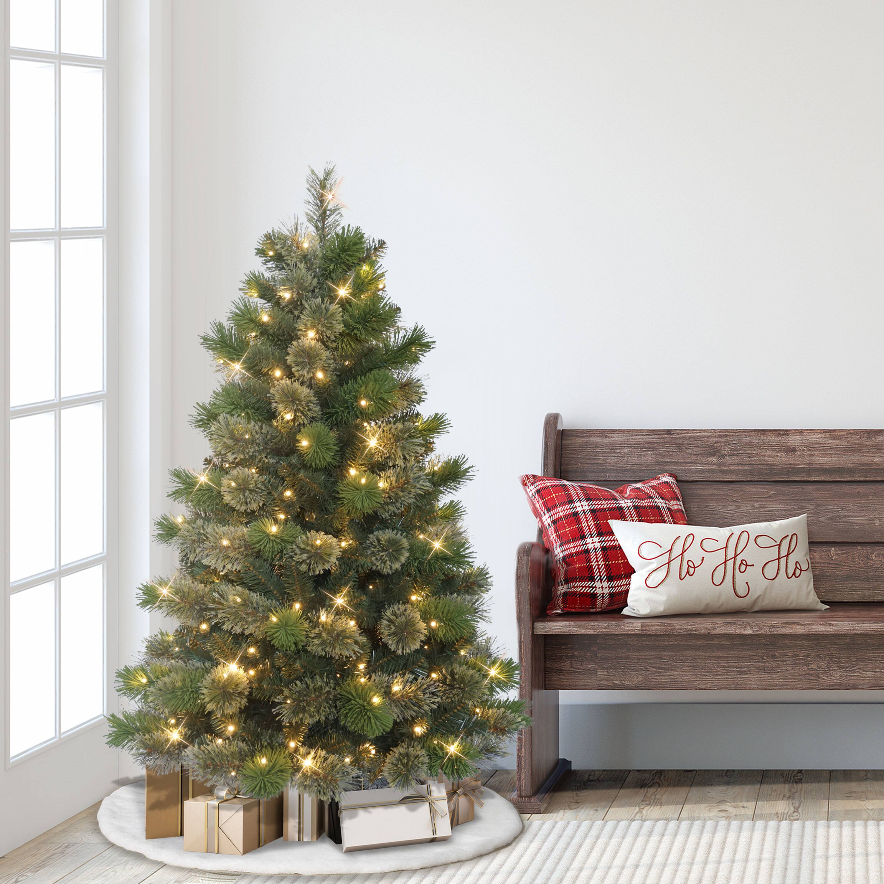 4.5ft. Pre-Lit Oklahoma Pine Artificial Christmas Tree, Warm White LED Lights