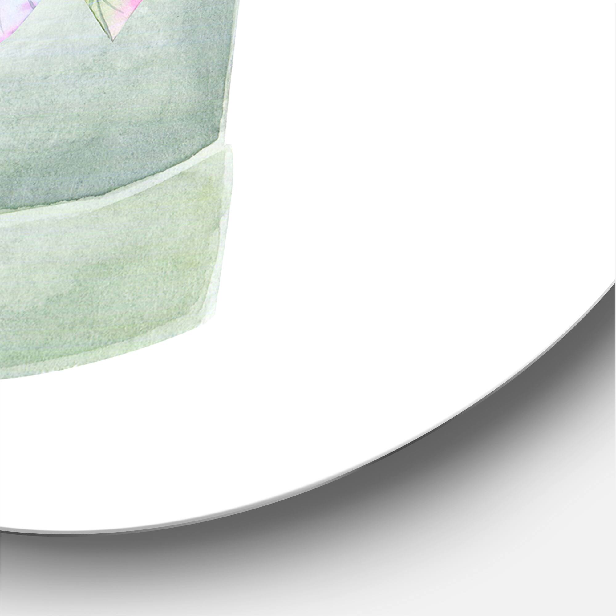 Designart - Gift Box With Pink Roses - Farmhouse Metal Circle Wall Art