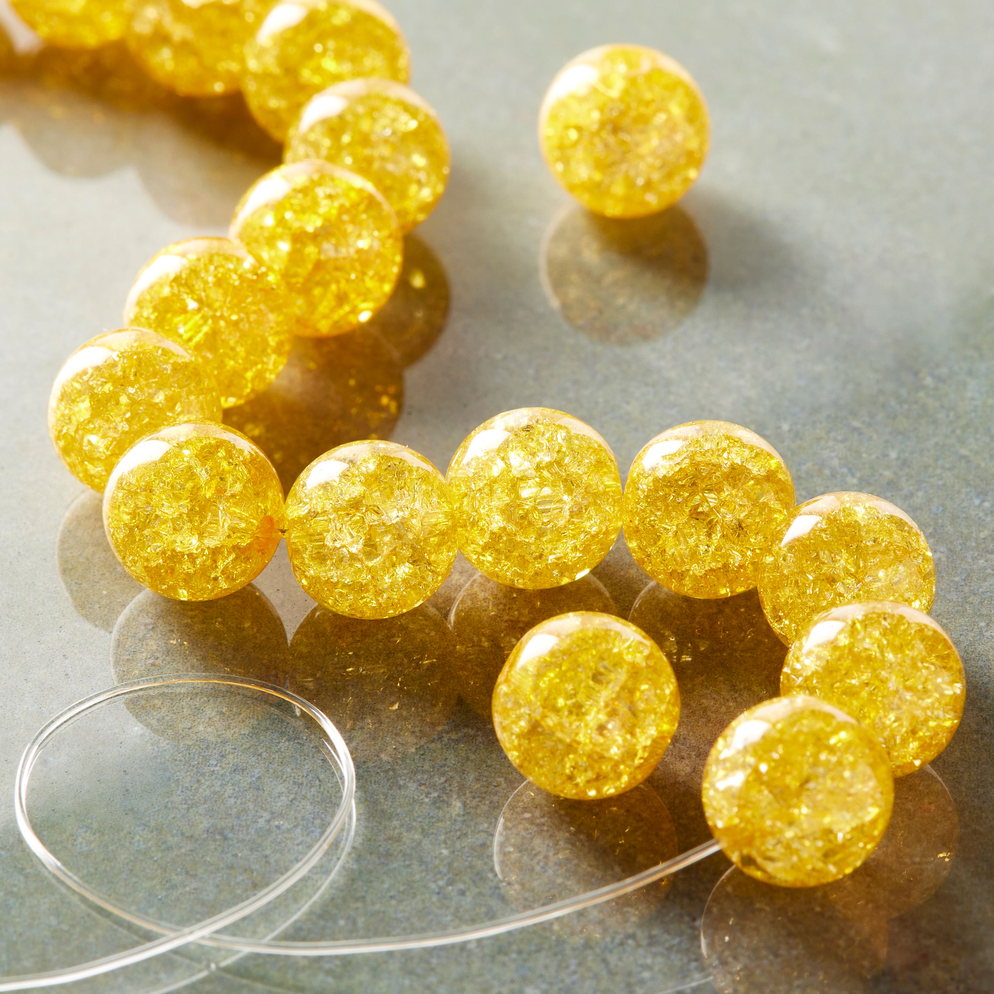 Perles rondes en quartzite jaune craquelé de Bead Landing, 10 mm
