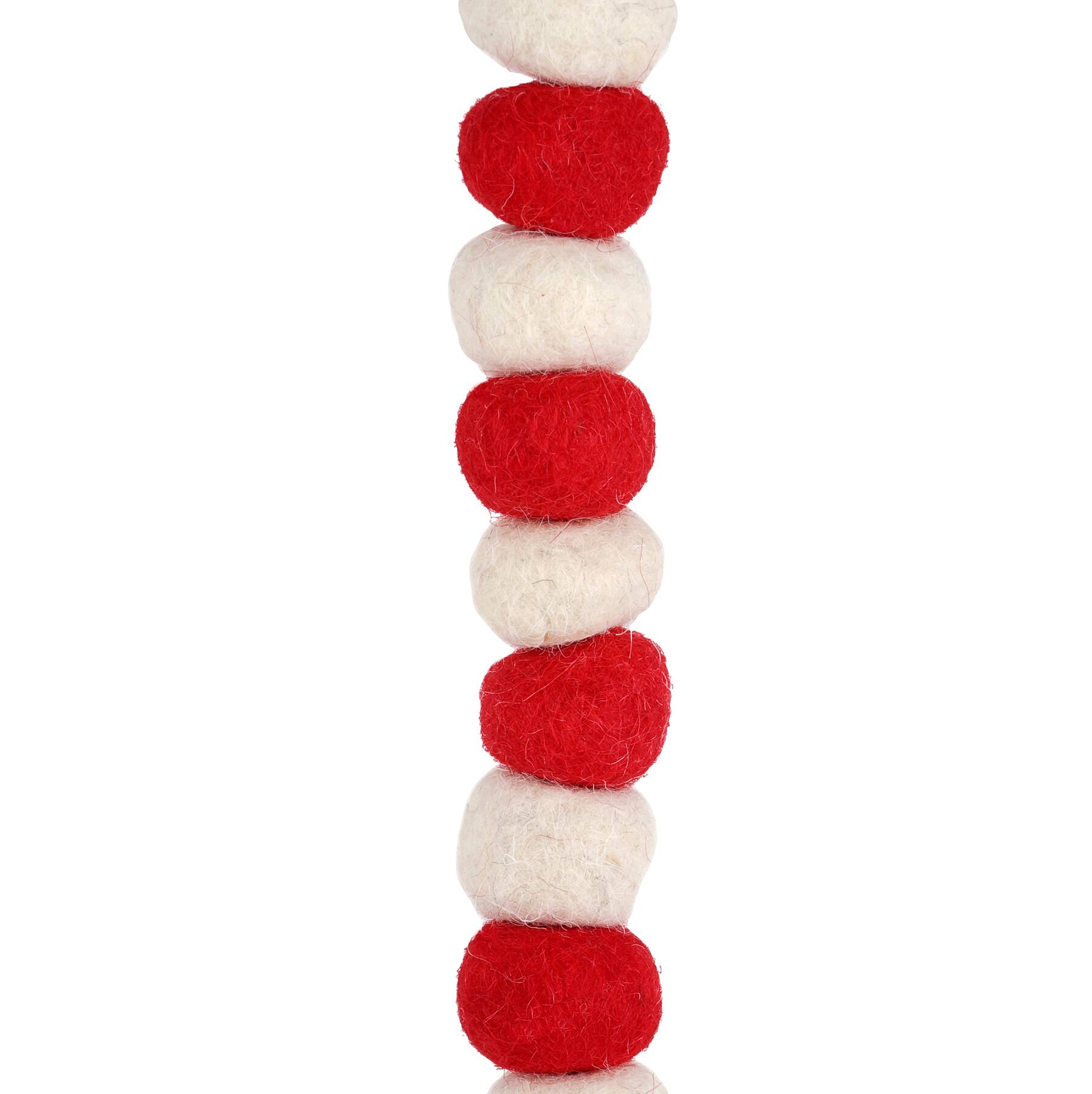 6ft. Red &#x26; White Felt Pom Pom Garland by Celebrate It&#x2122;