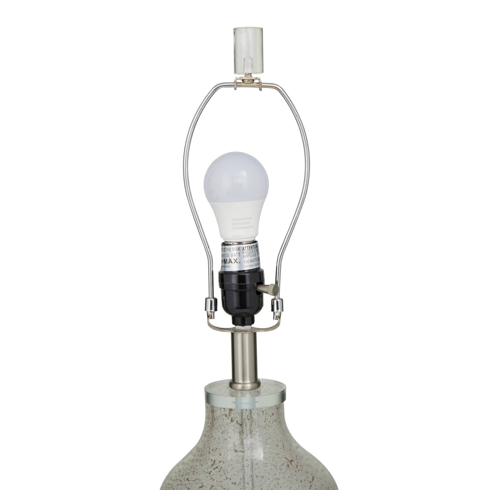 Gray Glass Table Lamp with Drum Shade Set of 2 15", 25"