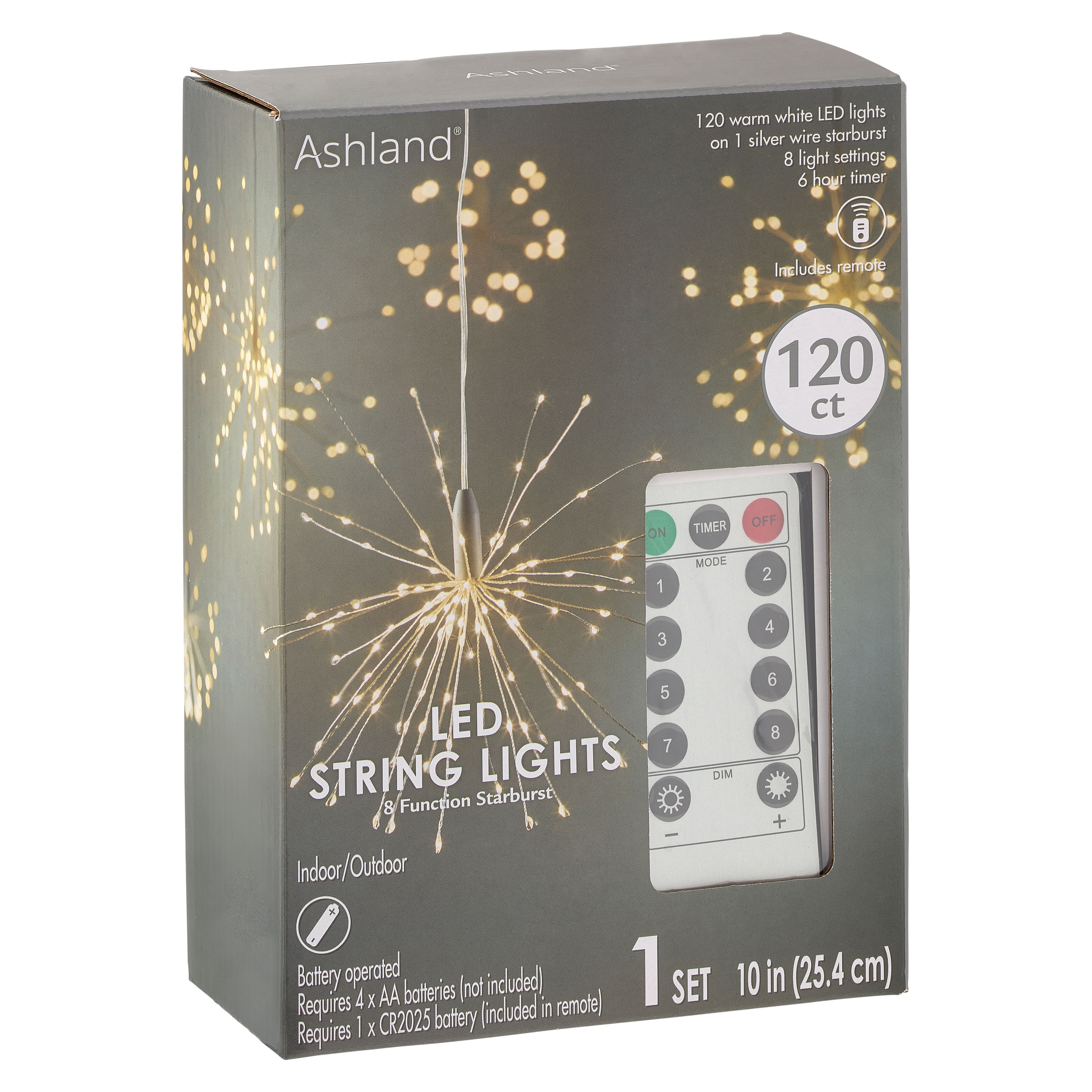 120ct. Warm White LED Silver String Lights Starburst by Ashland&#xAE;