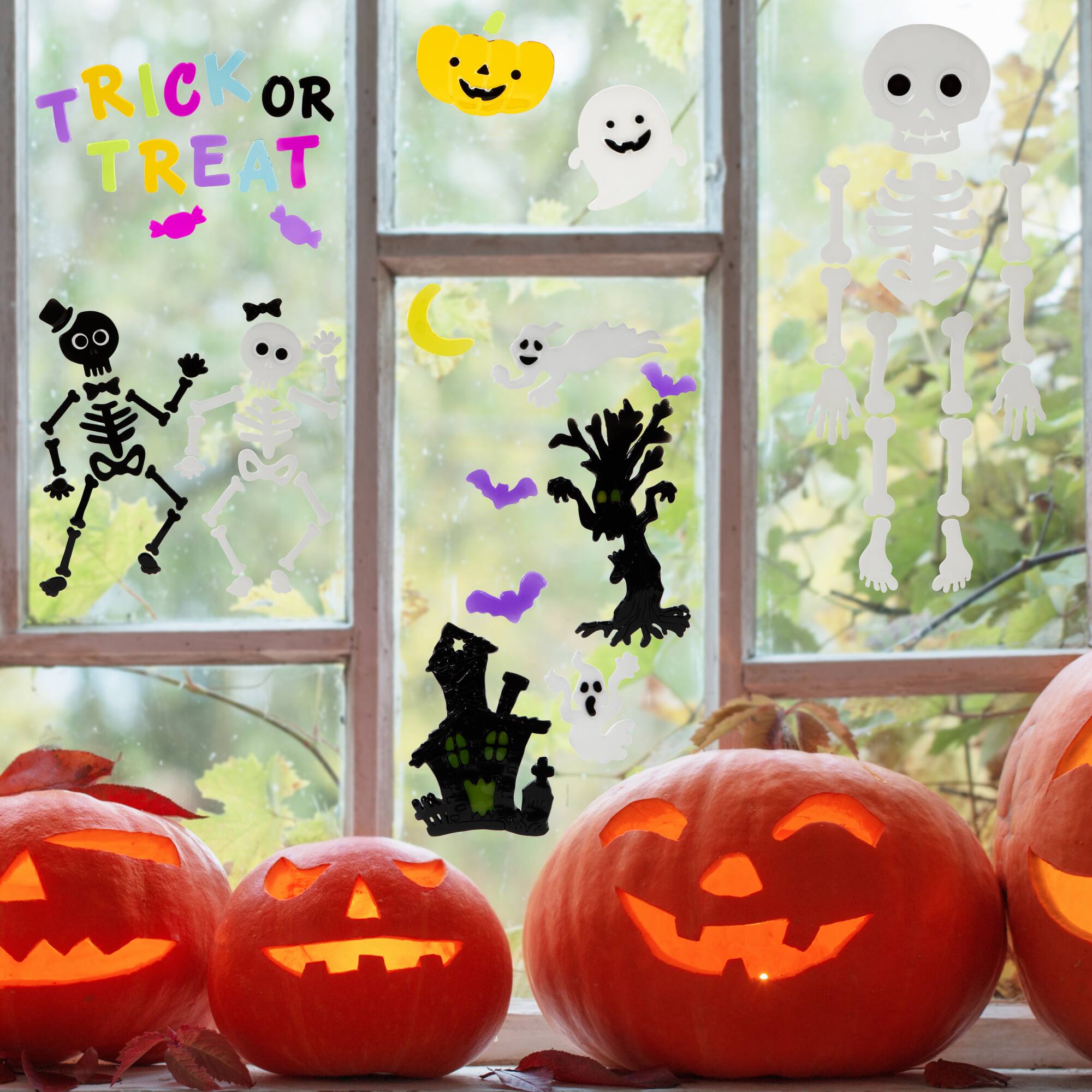 Double Sided Halloween Gel Window Clings, 4ct.