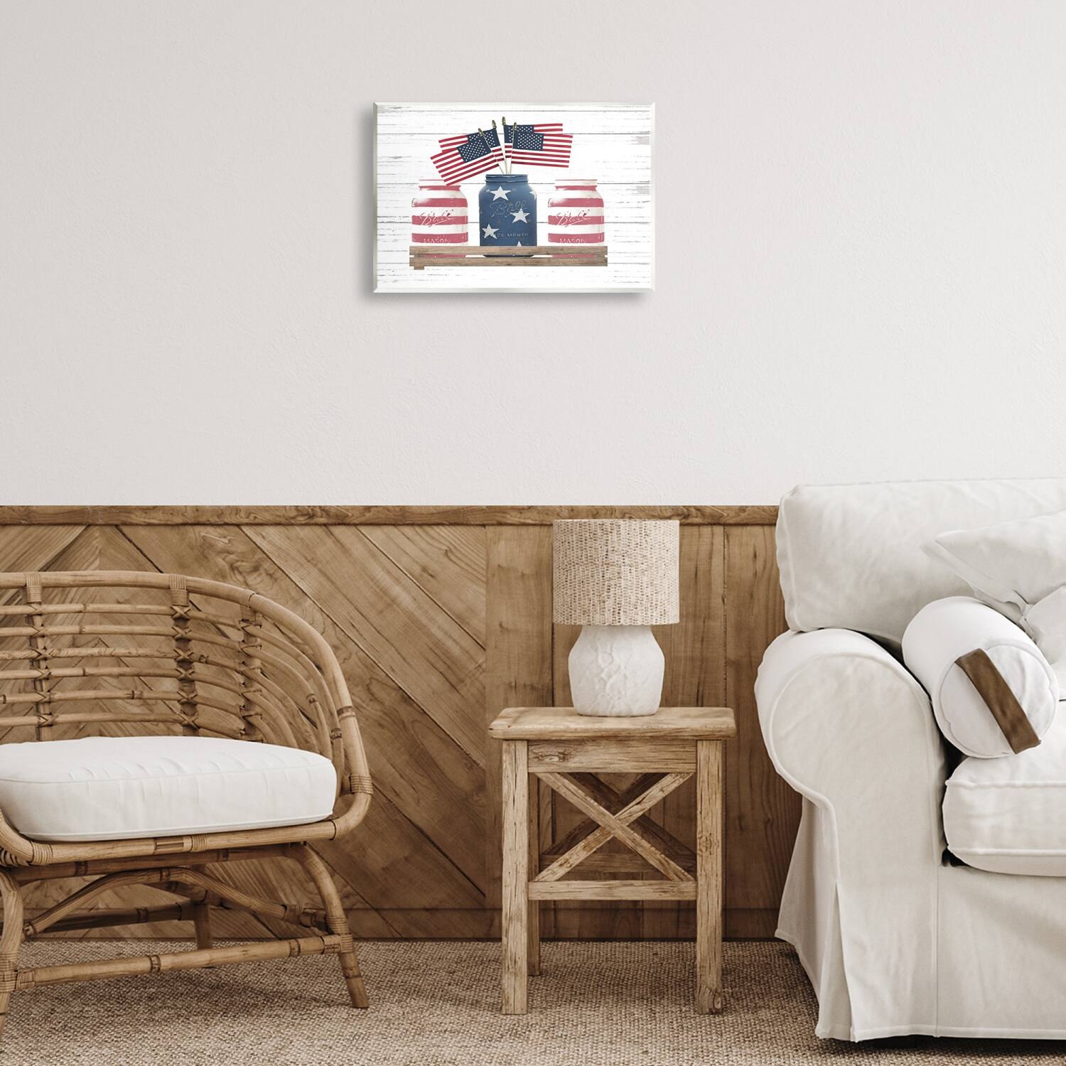Stupell Industries Rustic Patriotic Jars American Pride Flag Design Wall Plaque Art