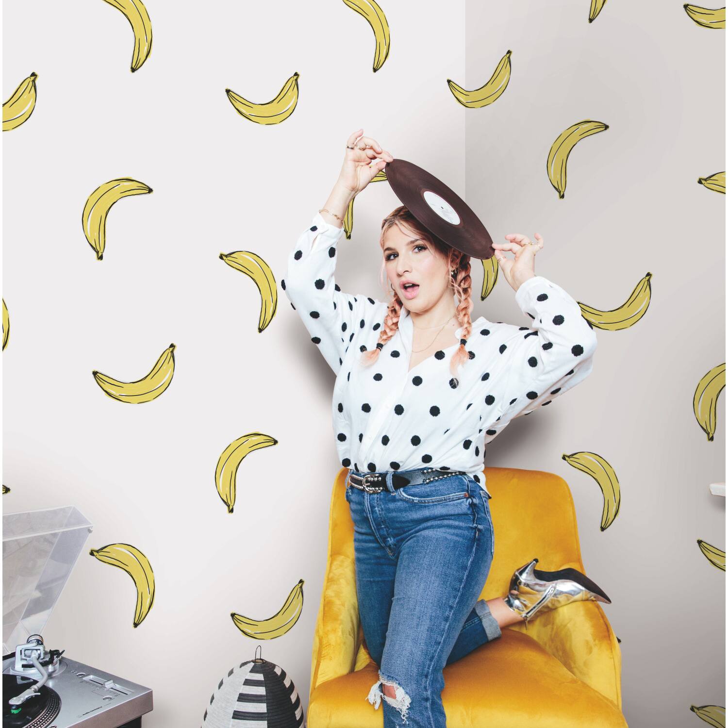 RoomMates Mr. Kate Banana Print Peel &#x26; Stick Wallpaper