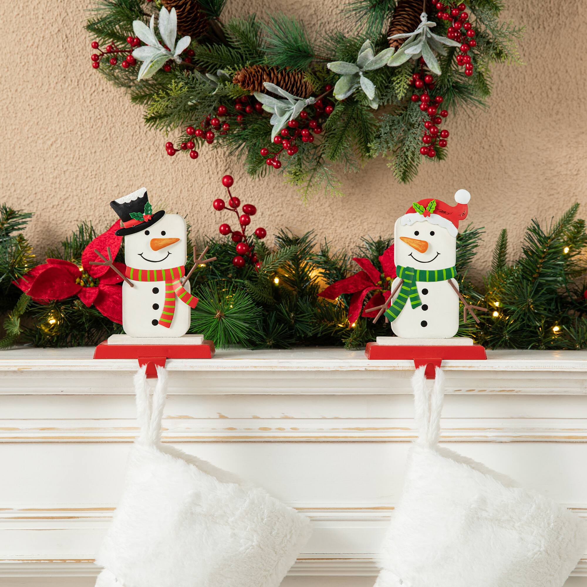 Glitzhome® 7.5" Christmas Snowman Stocking Holder Set